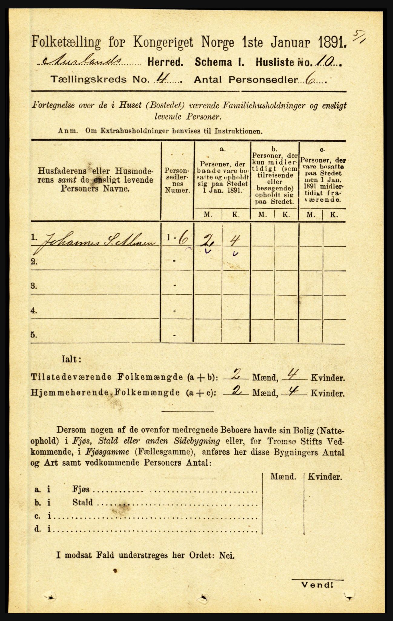 RA, 1891 census for 1421 Aurland, 1891, p. 1294