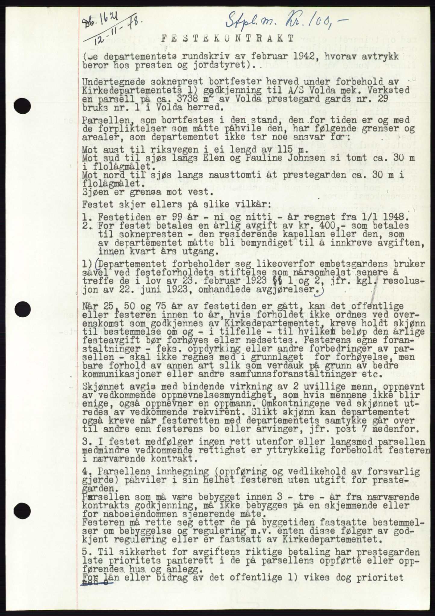 Søre Sunnmøre sorenskriveri, AV/SAT-A-4122/1/2/2C/L0083: Mortgage book no. 9A, 1948-1949, Diary no: : 1621/1948