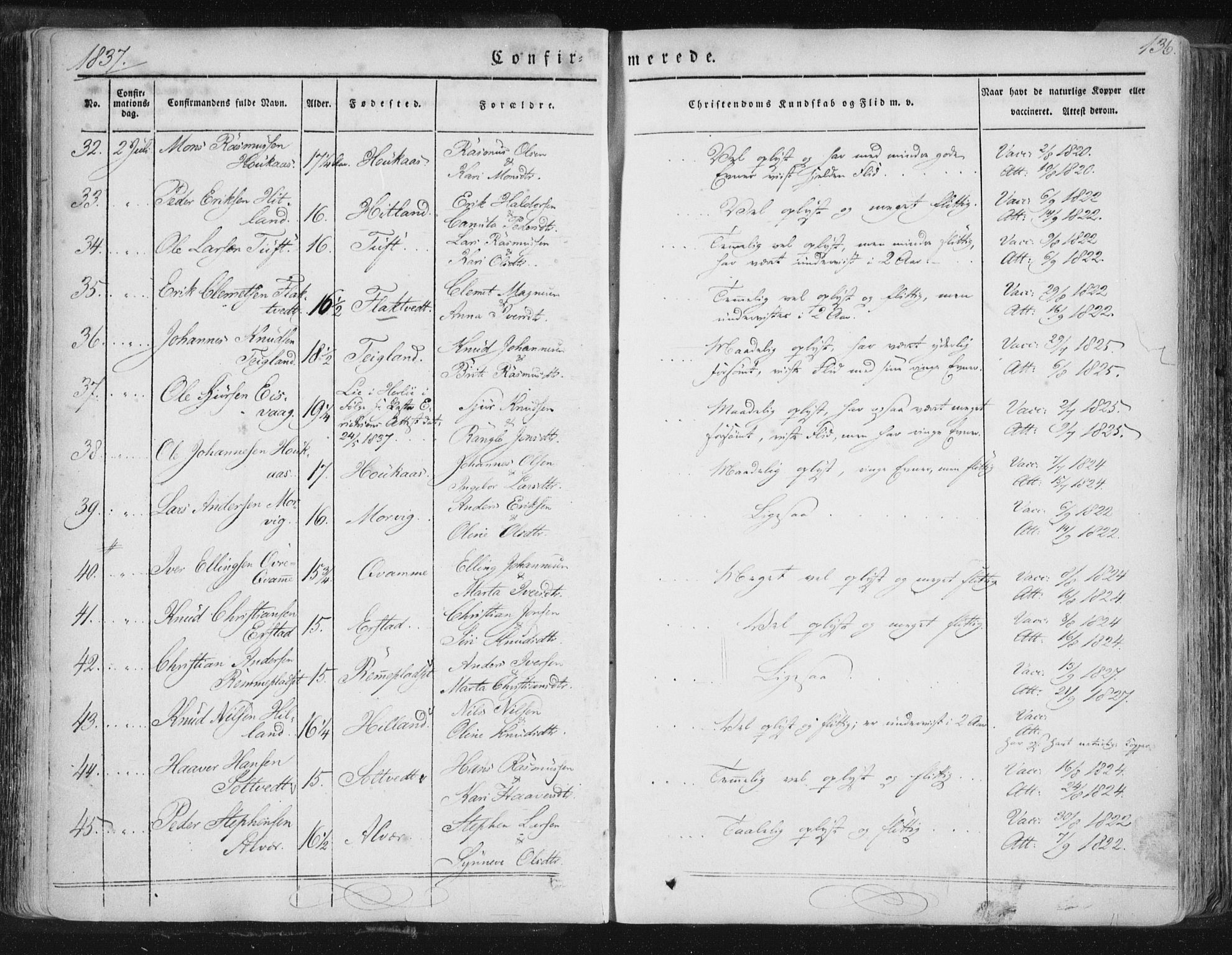 Hamre sokneprestembete, AV/SAB-A-75501/H/Ha/Haa/Haaa/L0012: Parish register (official) no. A 12, 1834-1845, p. 136