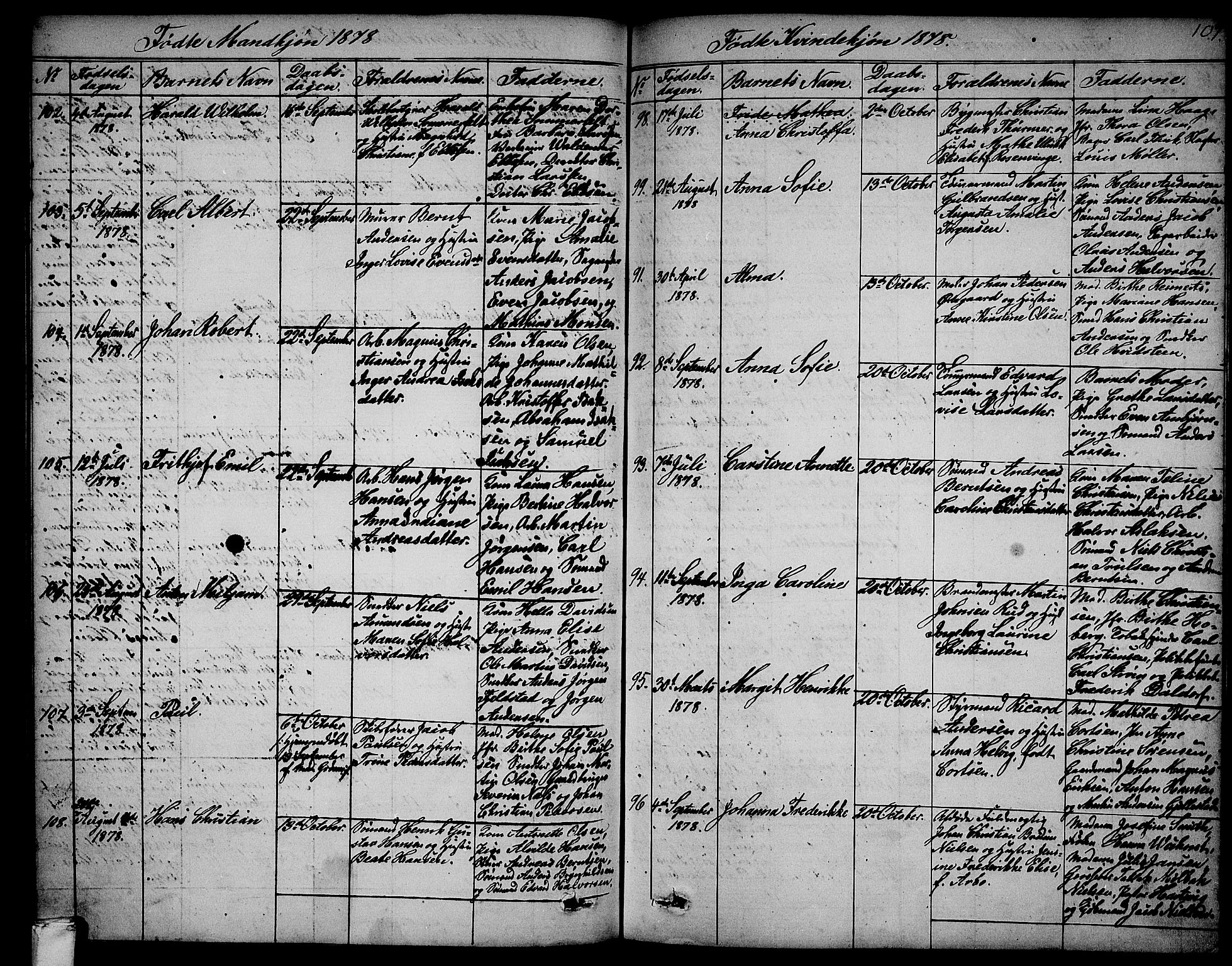 Larvik kirkebøker, AV/SAKO-A-352/G/Ga/L0004: Parish register (copy) no. I 4, 1871-1888, p. 107