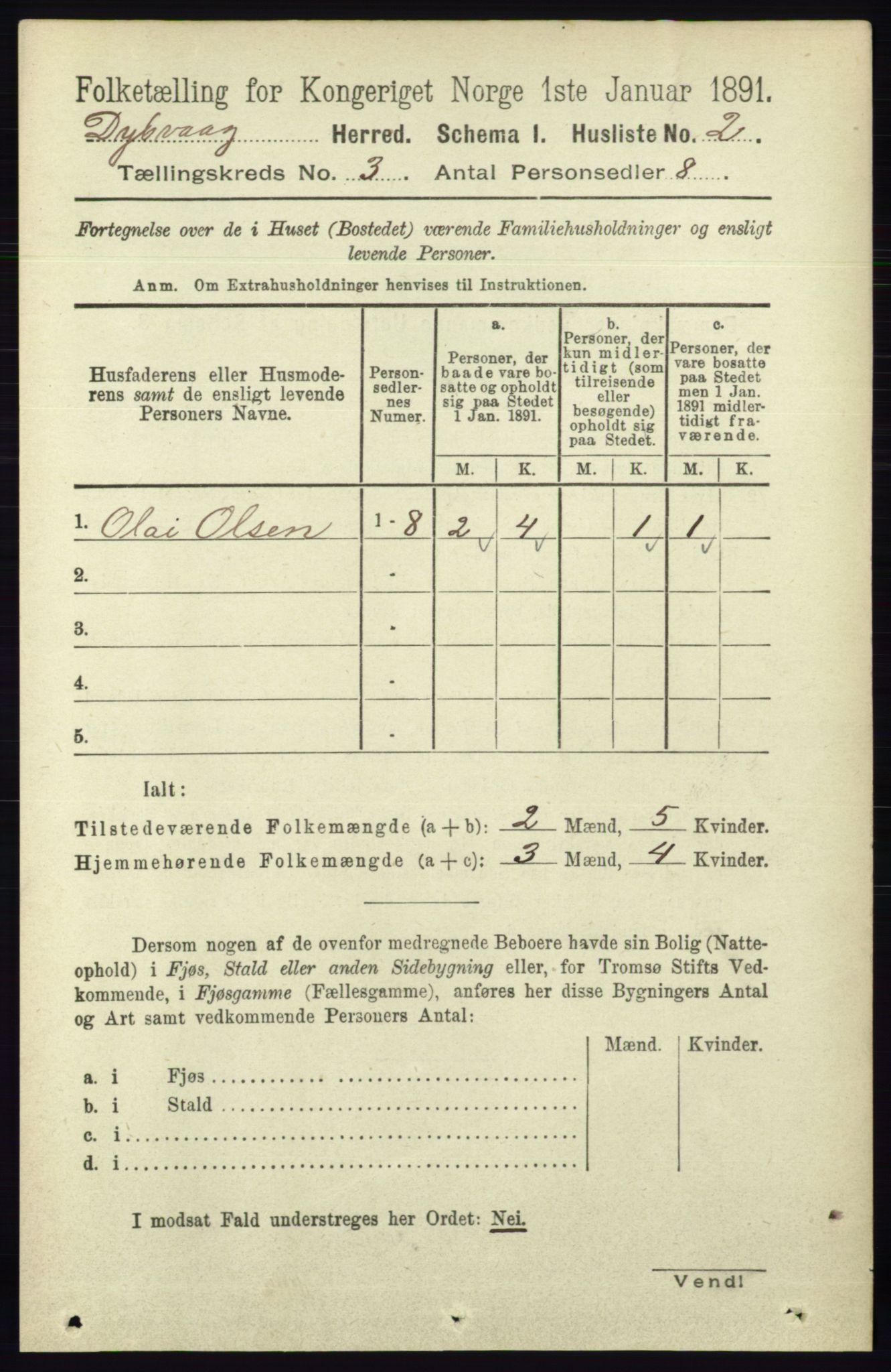 RA, 1891 census for 0915 Dypvåg, 1891, p. 760