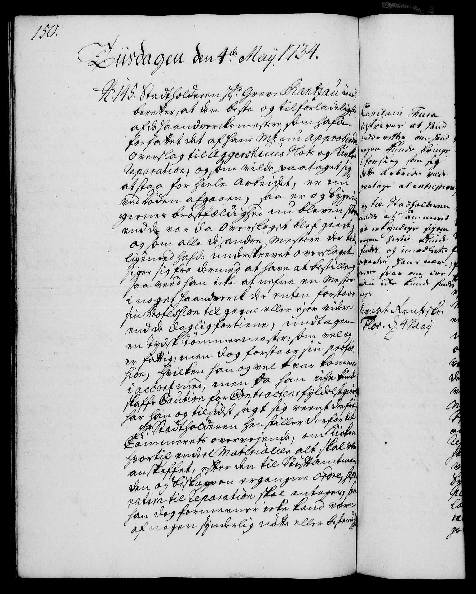 Rentekammeret, Kammerkanselliet, RA/EA-3111/G/Gh/Gha/L0016: Norsk ekstraktmemorialprotokoll (merket RK 53.61), 1734-1735, p. 150