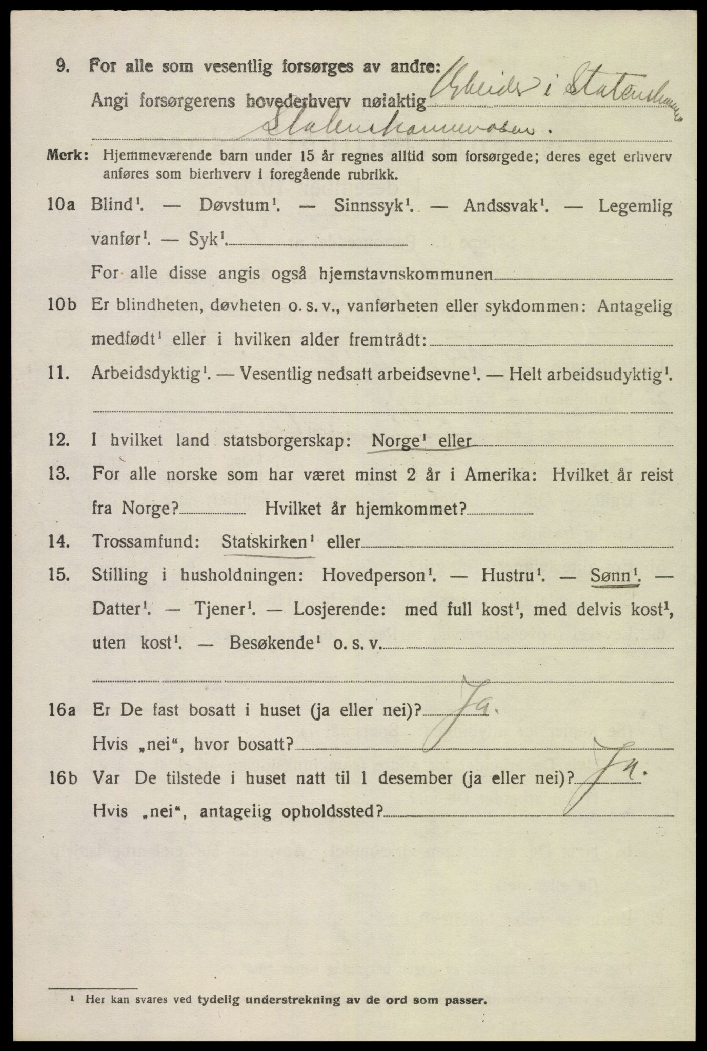 SAK, 1920 census for Lista, 1920, p. 10154