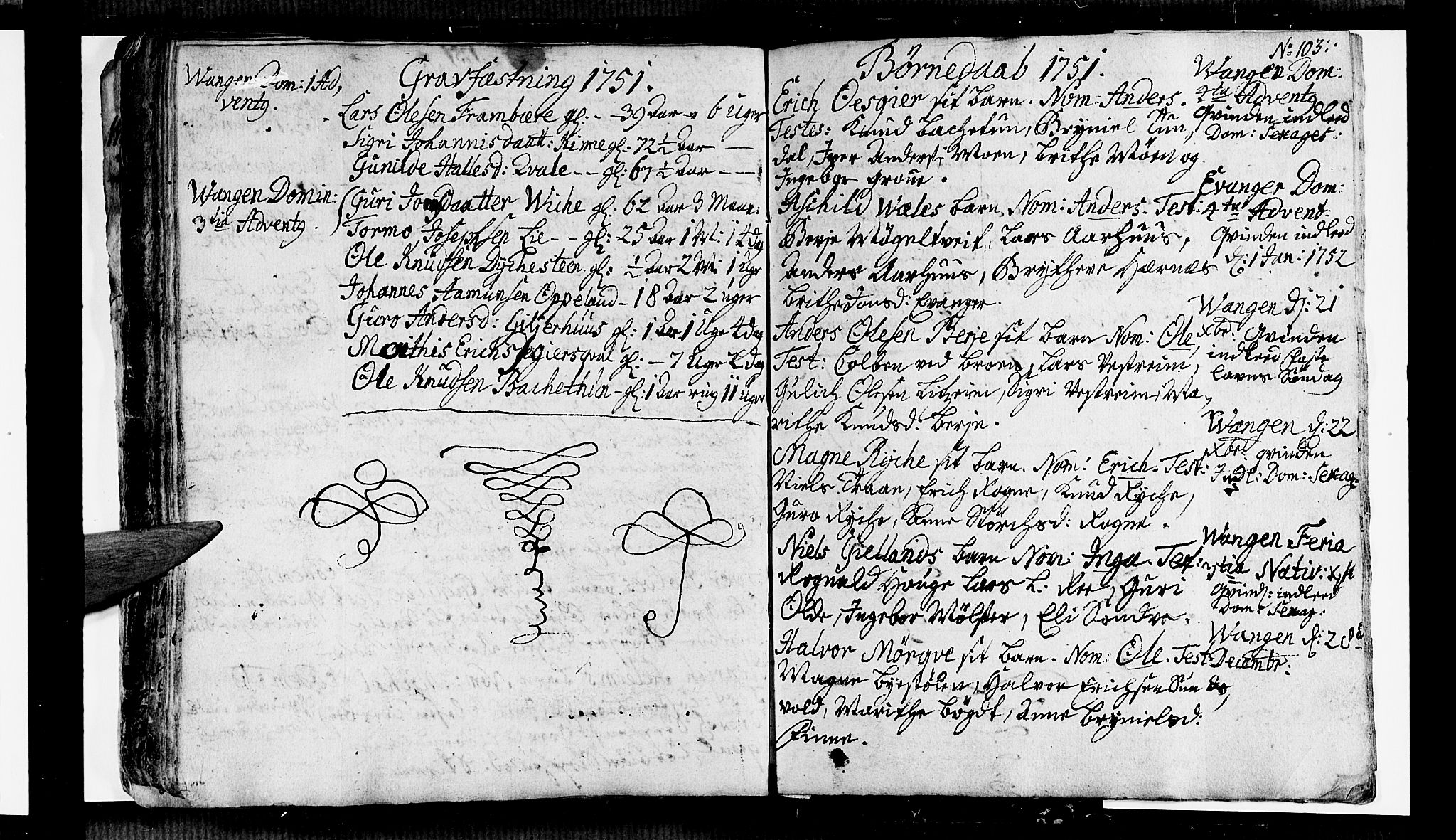 Voss sokneprestembete, AV/SAB-A-79001/H/Haa: Parish register (official) no. A 6, 1744-1752, p. 103