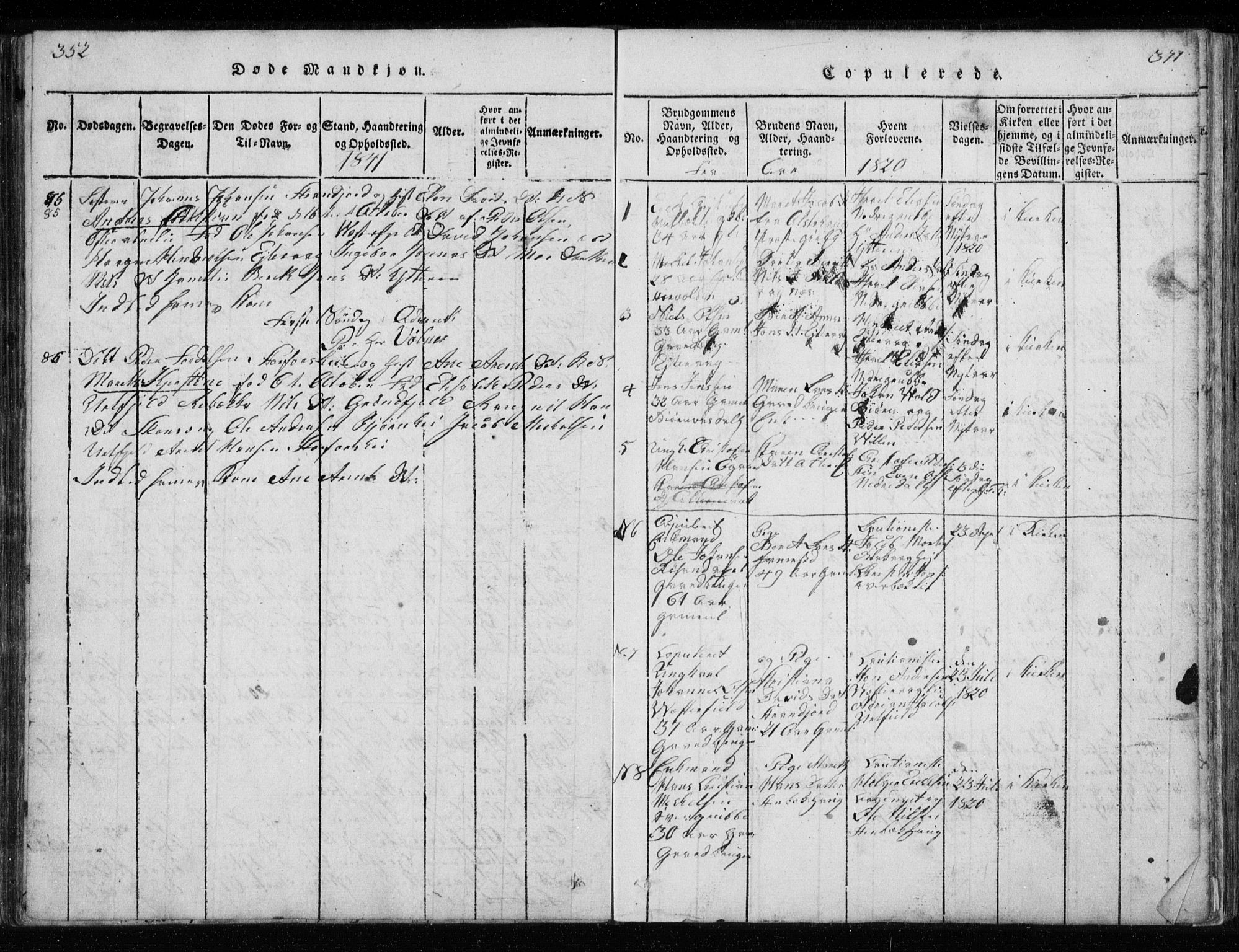 Ministerialprotokoller, klokkerbøker og fødselsregistre - Nordland, SAT/A-1459/827/L0412: Parish register (copy) no. 827C01, 1820-1841, p. 352-353