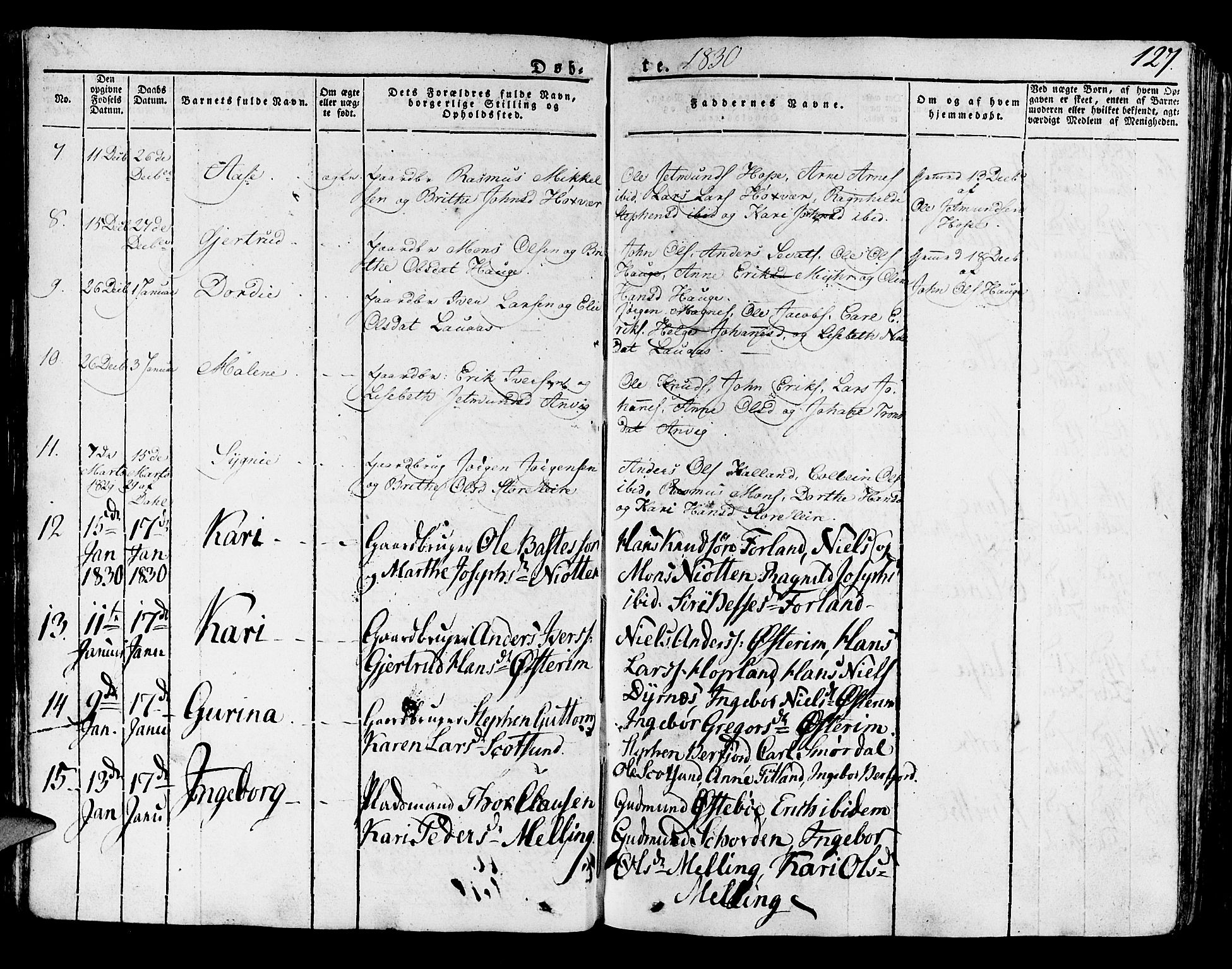 Lindås Sokneprestembete, SAB/A-76701/H/Haa: Parish register (official) no. A 8, 1823-1836, p. 127