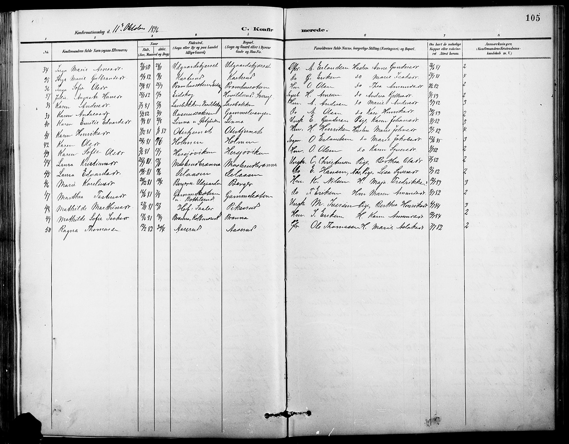Vinger prestekontor, AV/SAH-PREST-024/H/Ha/Hab/L0004: Parish register (copy) no. 4, 1895-1920, p. 105