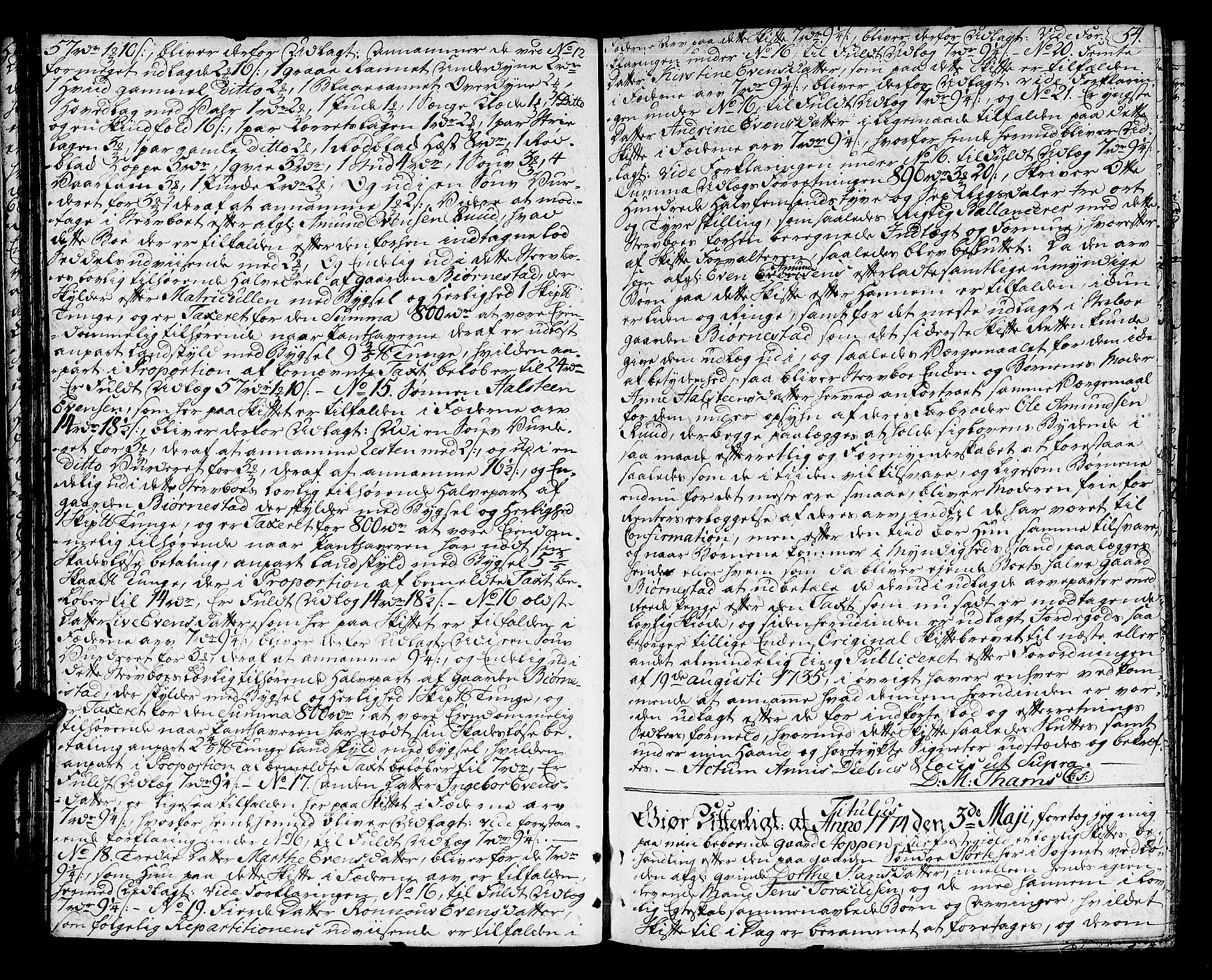 Lier, Røyken og Hurum sorenskriveri, AV/SAKO-A-89/H/Hc/L0006: Skifteprotokoll, 1773-1789, p. 53b-54a