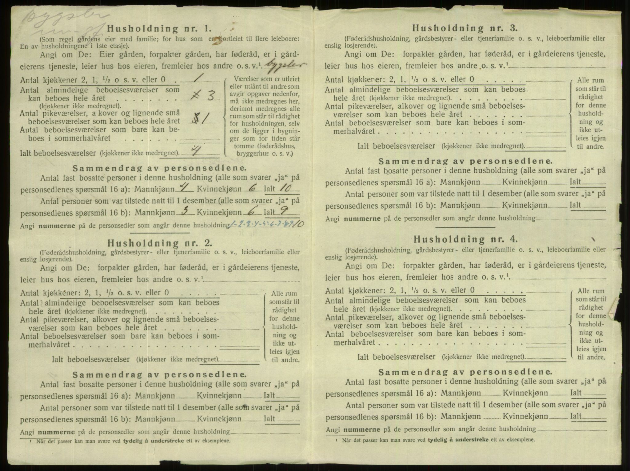 SAB, 1920 census for Gloppen, 1920, p. 54