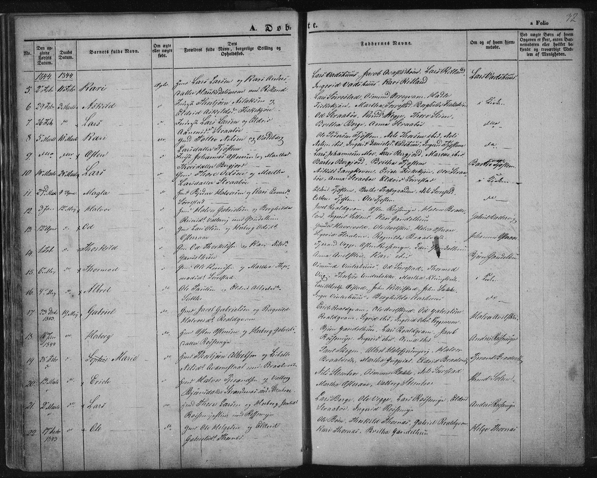 Suldal sokneprestkontor, SAST/A-101845/01/IV/L0008: Parish register (official) no. A 8, 1836-1853, p. 32