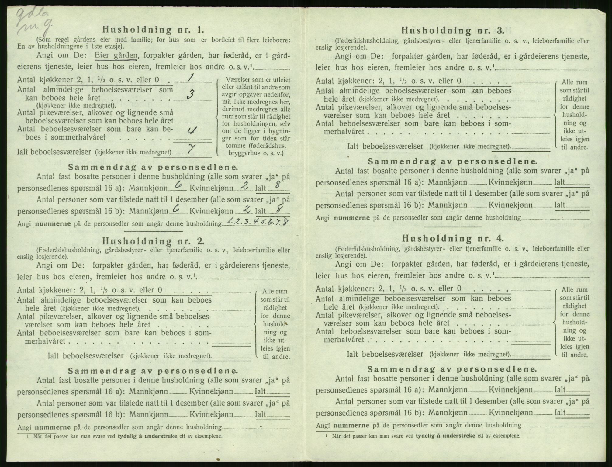 SAT, 1920 census for Volda, 1920, p. 1311