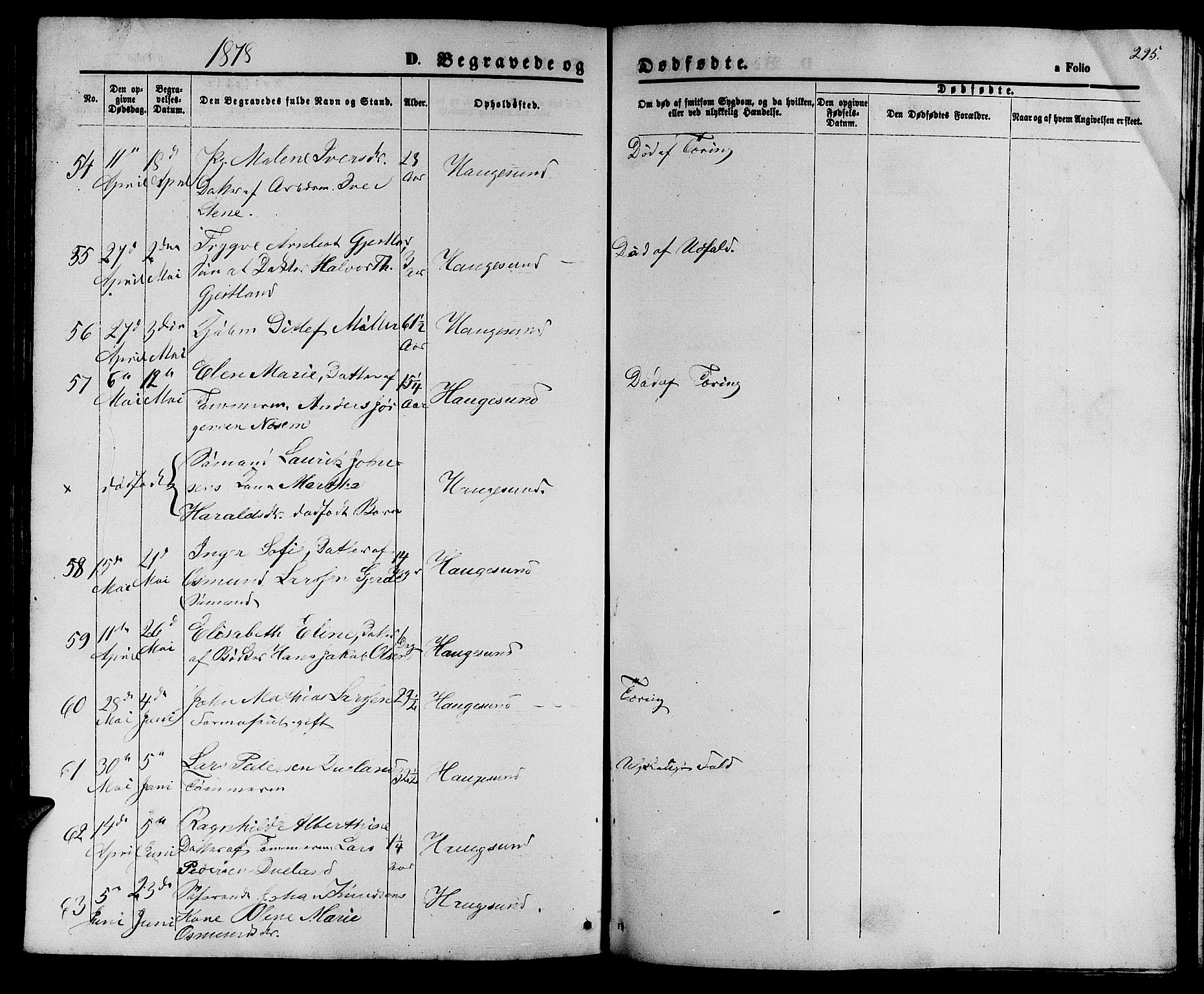 Haugesund sokneprestkontor, AV/SAST-A -101863/H/Ha/Hab/L0001: Parish register (copy) no. B 1, 1873-1881, p. 295