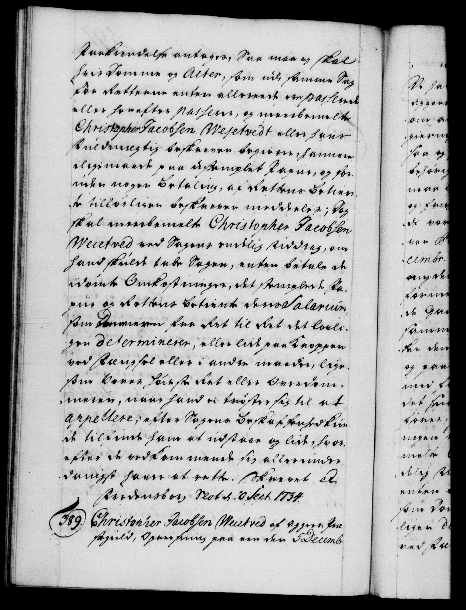 Danske Kanselli 1572-1799, AV/RA-EA-3023/F/Fc/Fca/Fcaa/L0028: Norske registre, 1733-1734, p. 592b