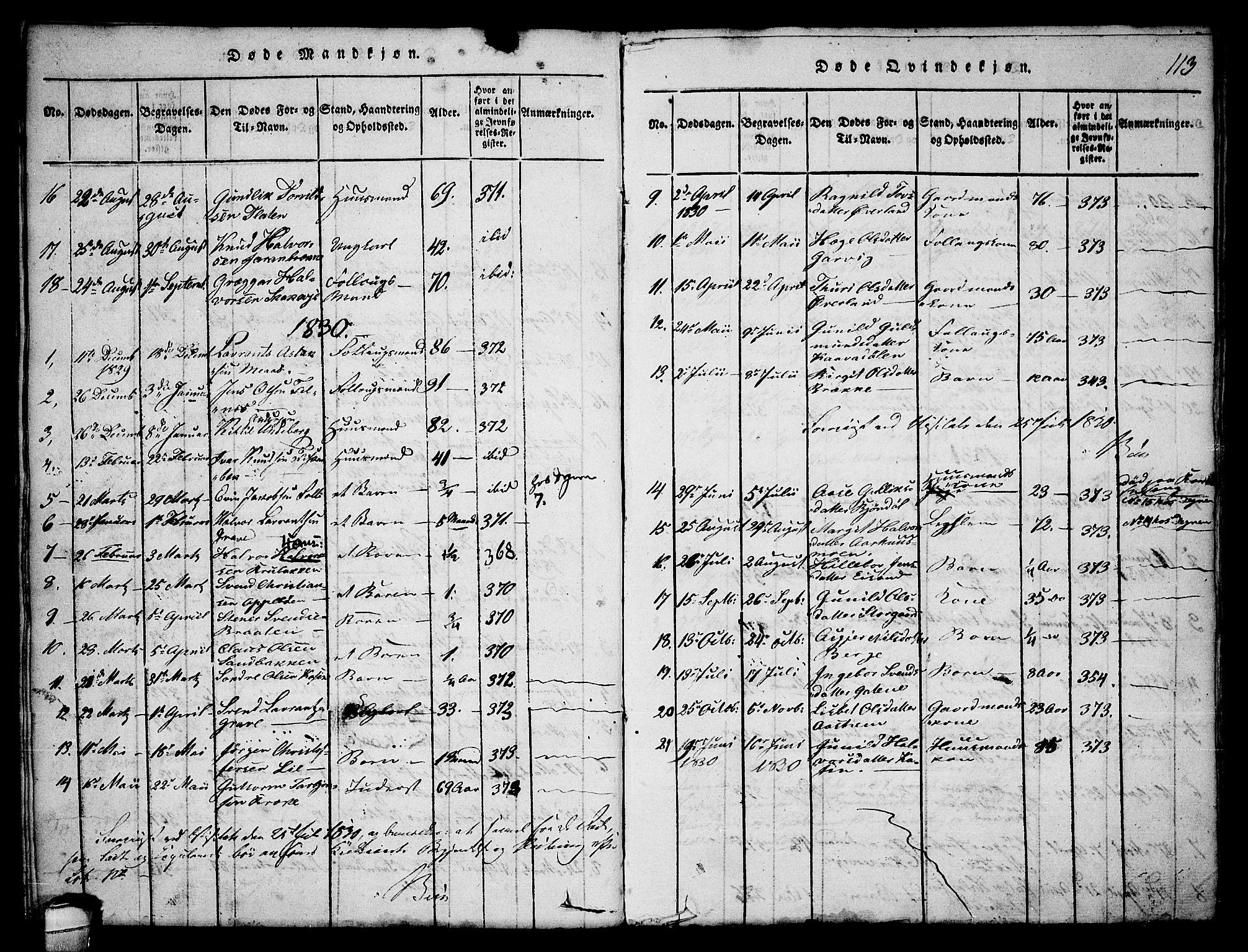 Seljord kirkebøker, SAKO/A-20/F/Fa/L0010: Parish register (official) no. I 10, 1815-1831, p. 113
