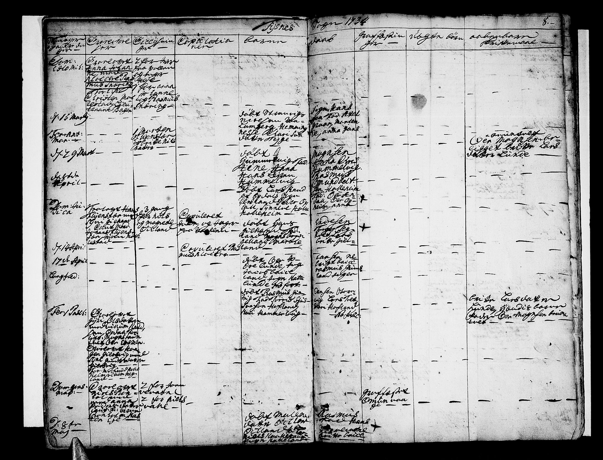 Tysnes sokneprestembete, AV/SAB-A-78601/H/Haa: Parish register (official) no. A 2 /1, 1732-1804, p. 8