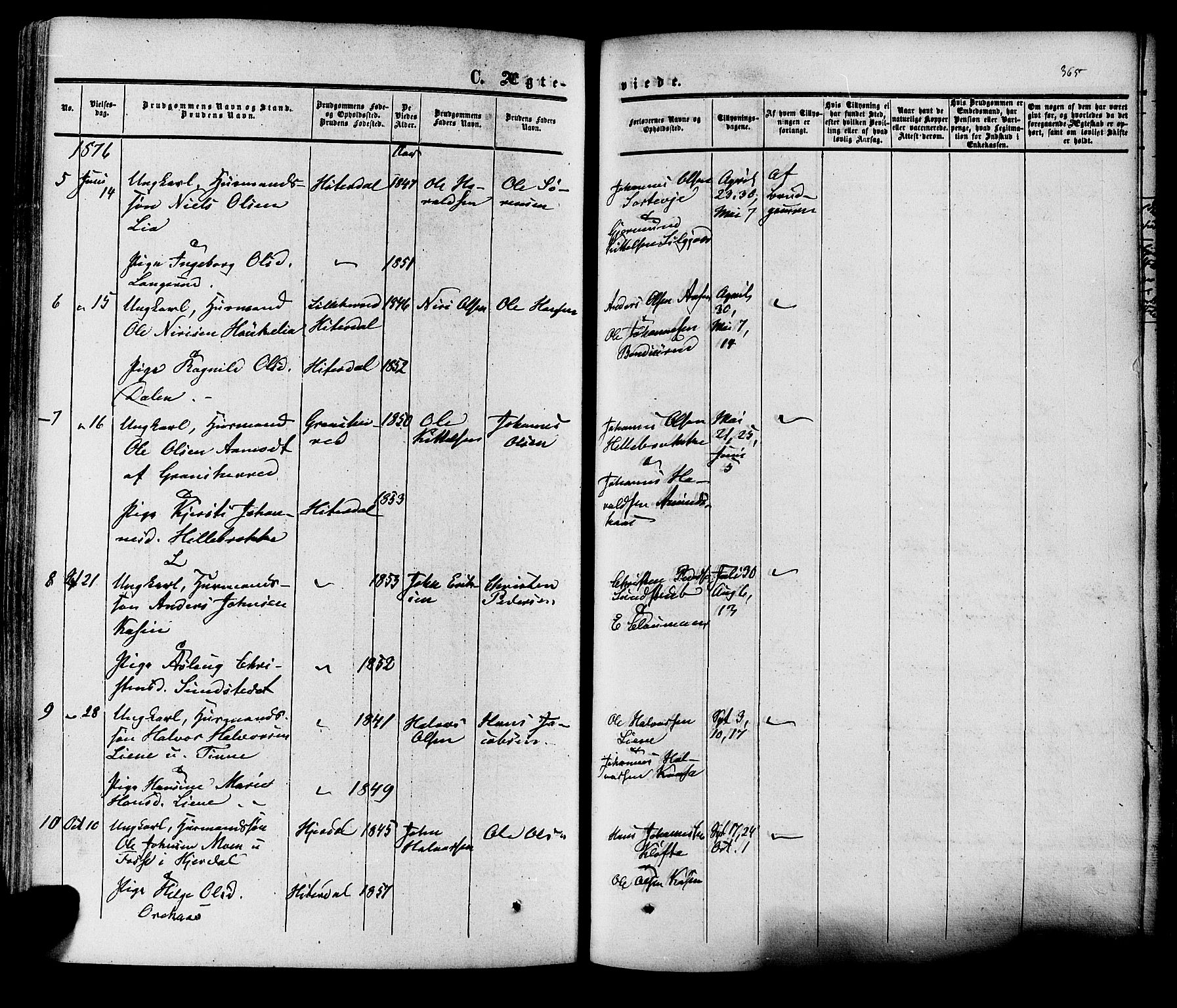 Heddal kirkebøker, SAKO/A-268/F/Fa/L0007: Parish register (official) no. I 7, 1855-1877, p. 365