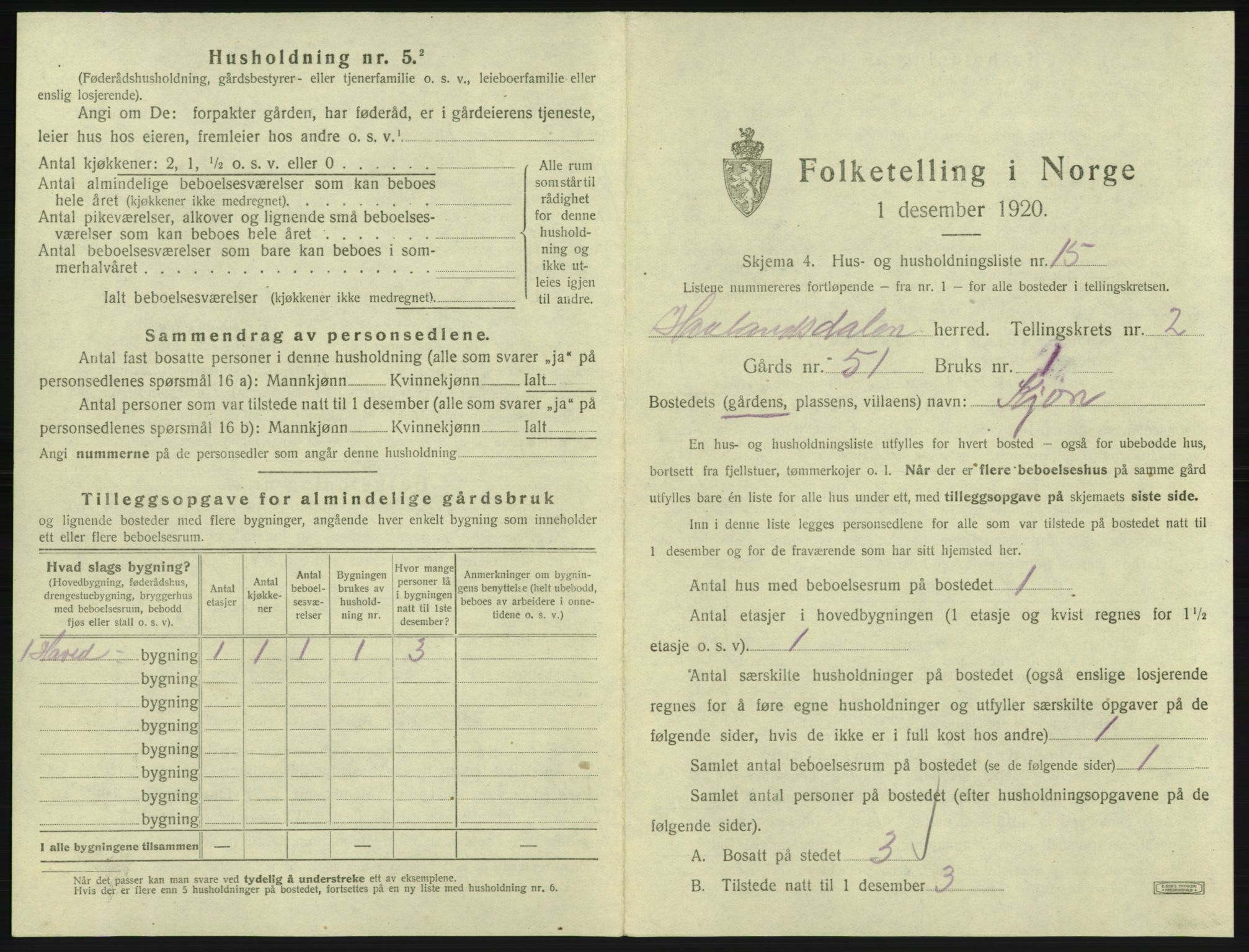 SAB, 1920 census for Hålandsdal, 1920, p. 88