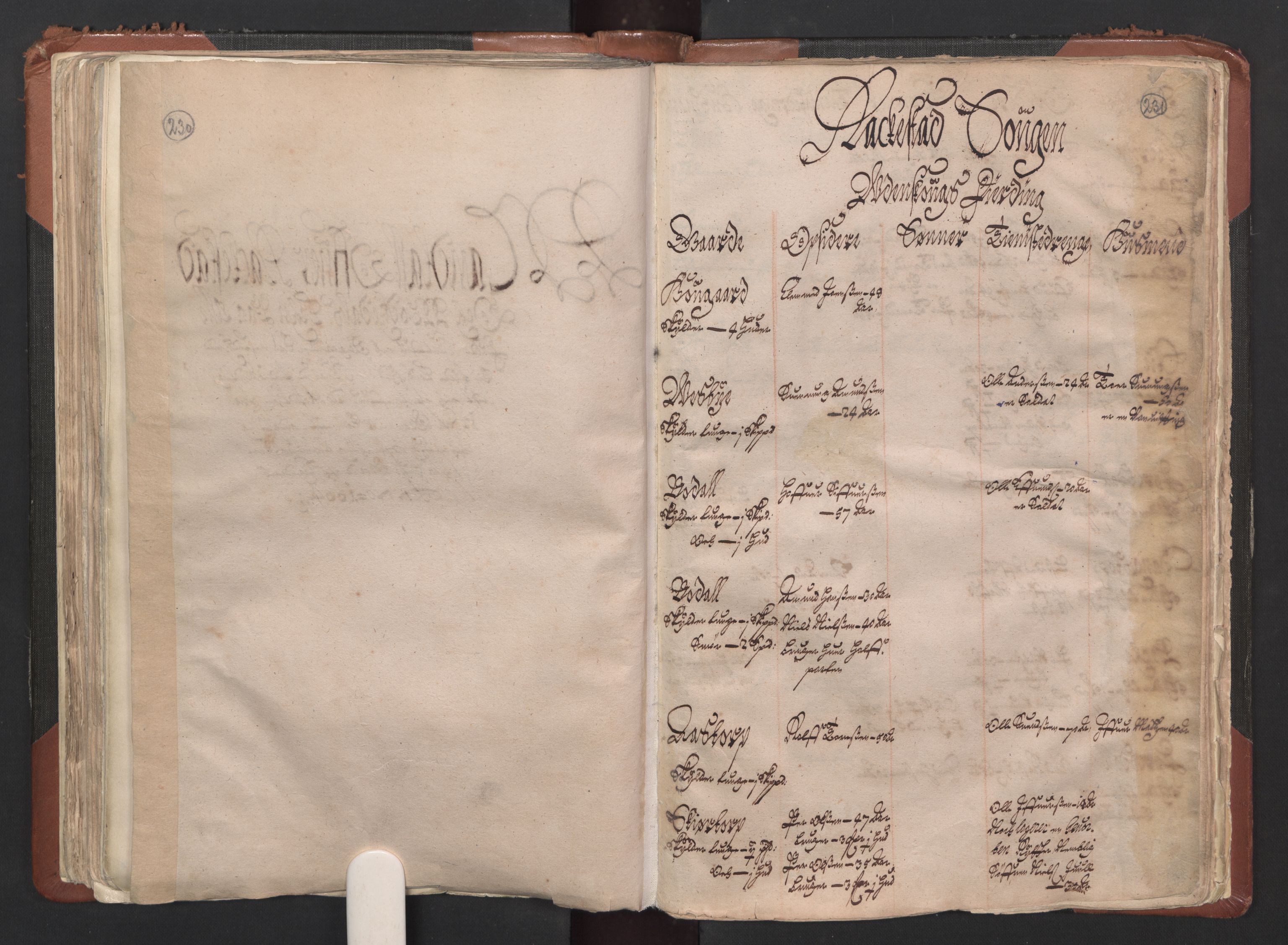 RA, Bailiff's Census 1664-1666, no. 1: Modern Østfold county, 1664, p. 230-231