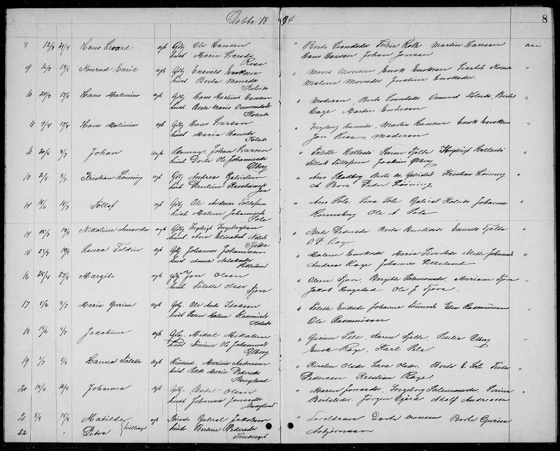 Håland sokneprestkontor, AV/SAST-A-101802/001/30BB/L0004: Parish register (copy) no. B 4, 1893-1898, p. 8