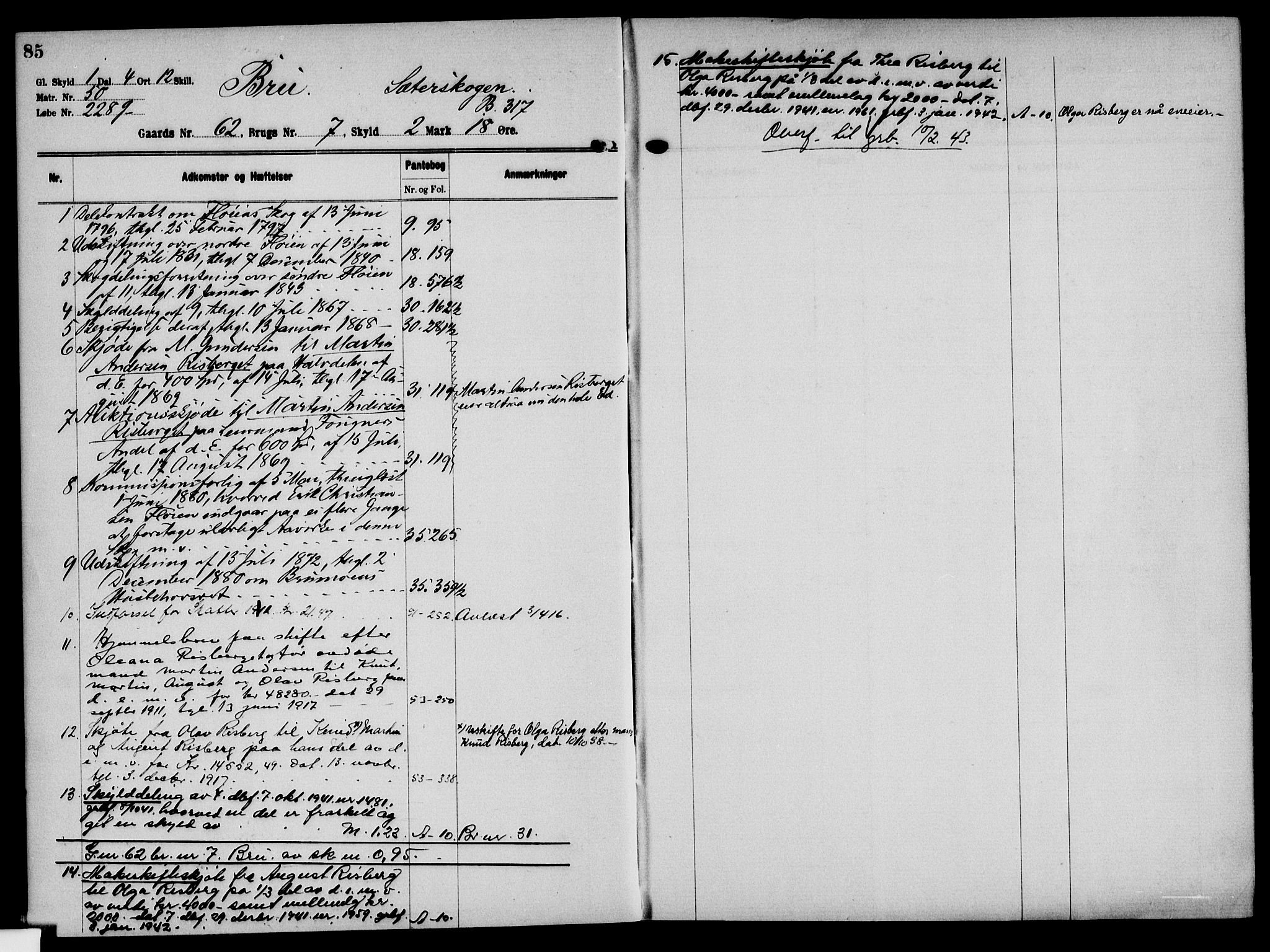 Solør tingrett, AV/SAH-TING-008/H/Ha/Hak/L0005: Mortgage register no. V, 1900-1935, p. 85