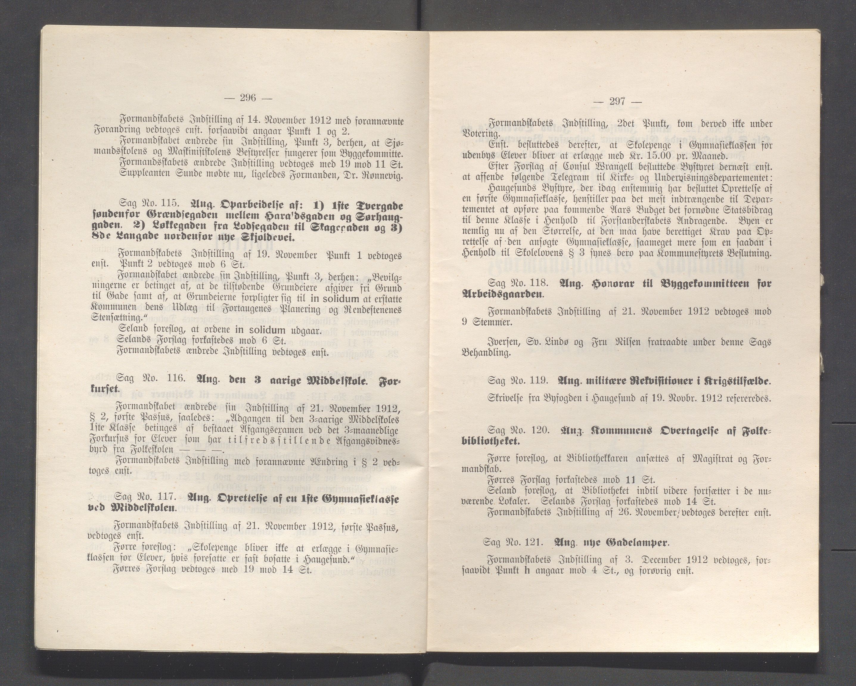 Haugesund kommune - Formannskapet og Bystyret, IKAR/A-740/A/Abb/L0002: Bystyreforhandlinger, 1908-1917, p. 428