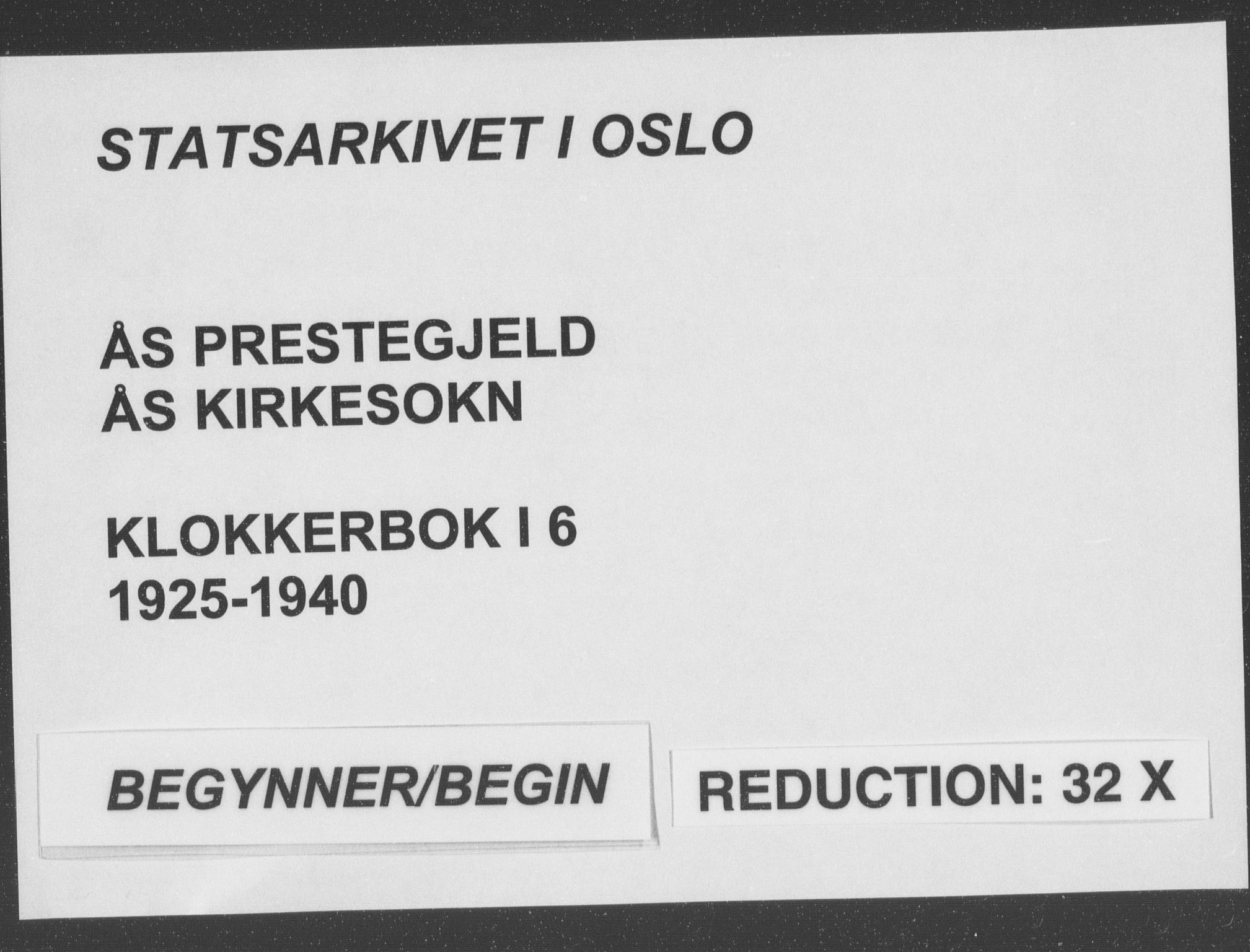 Ås prestekontor Kirkebøker, SAO/A-10894/G/Ga/L0006: Parish register (copy) no. I 6, 1925-1940