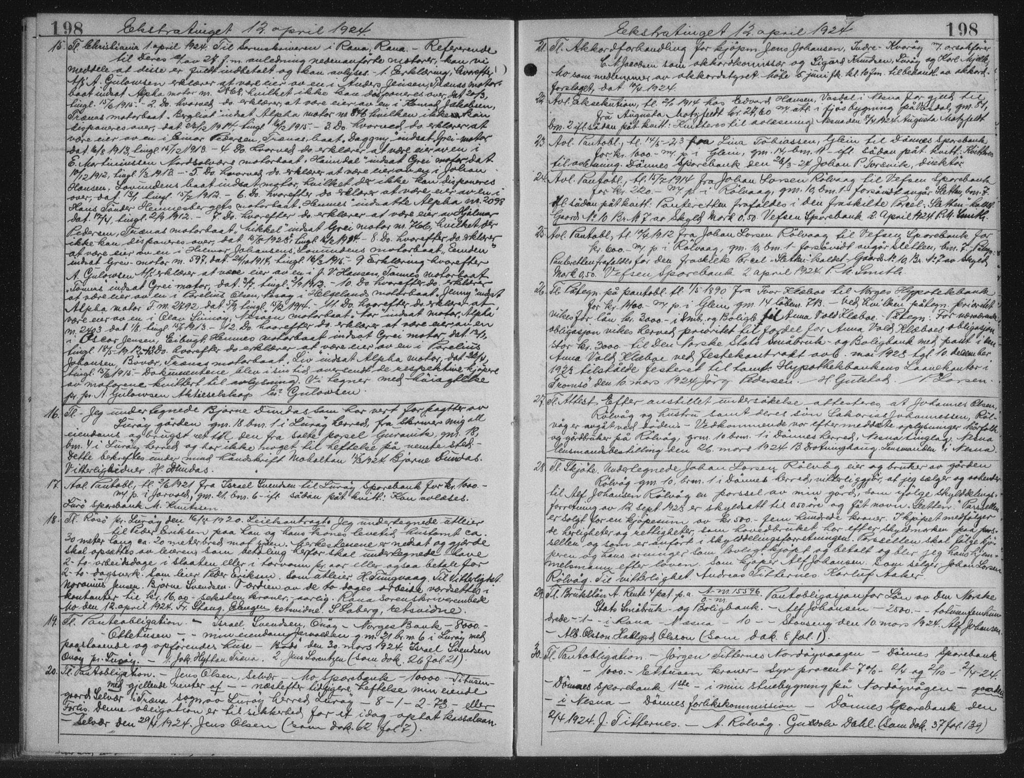 Rana sorenskriveri , AV/SAT-A-1108/1/2/2C/L0018: Mortgage book no. 18, 1923-1928, p. 198, Deed date: 12.04.1924