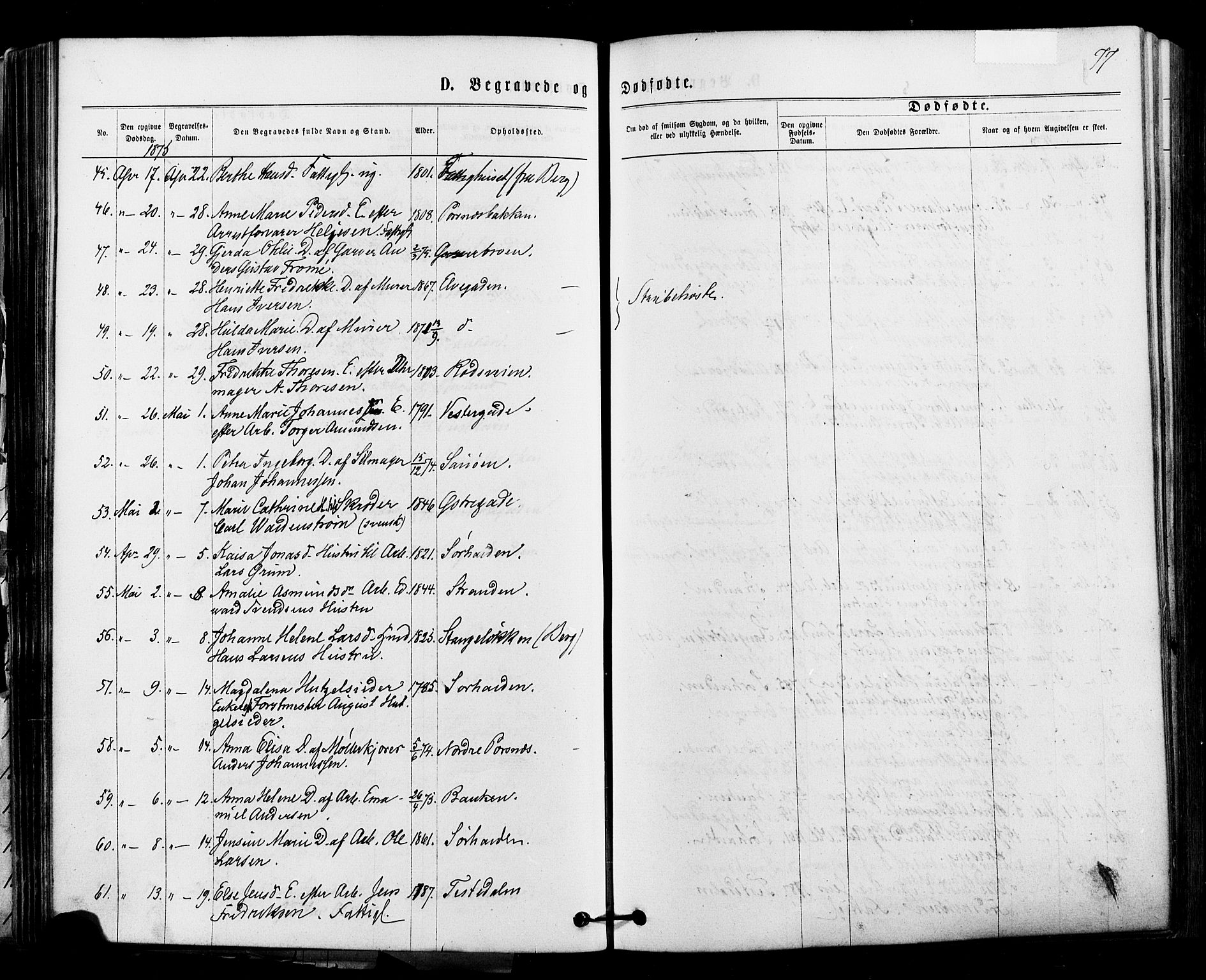 Halden prestekontor Kirkebøker, AV/SAO-A-10909/F/Fa/L0010: Parish register (official) no. I 10, 1866-1877, p. 77