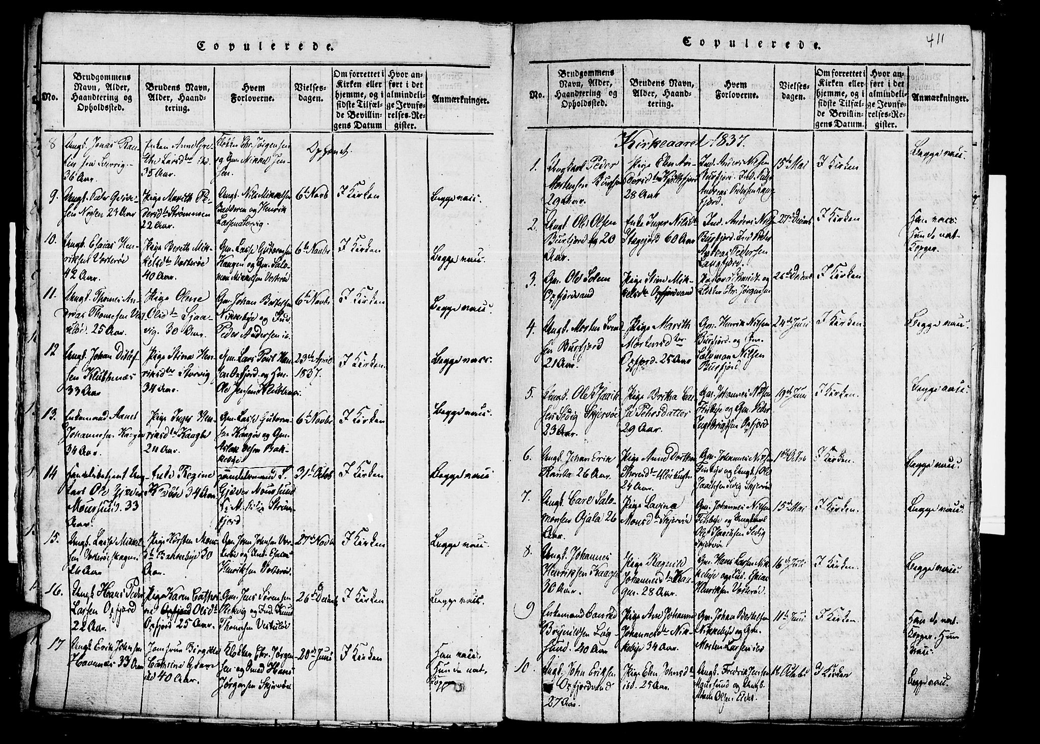 Skjervøy sokneprestkontor, SATØ/S-1300/H/Ha/Haa/L0004kirke: Parish register (official) no. 4, 1820-1838, p. 410-411