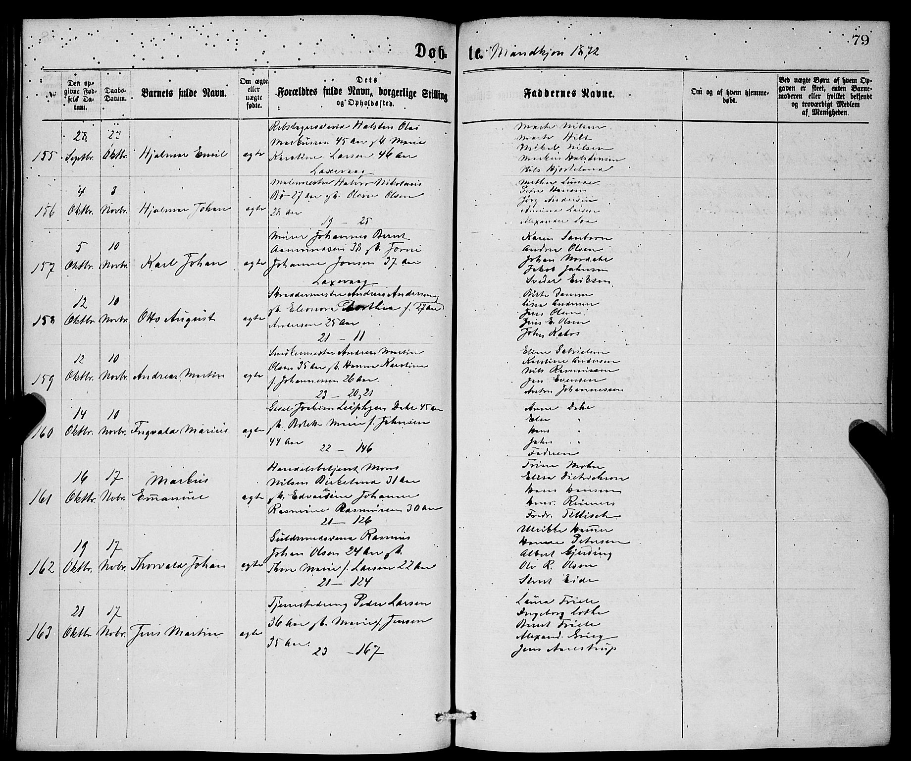 Korskirken sokneprestembete, AV/SAB-A-76101/H/Hab: Parish register (copy) no. B 6, 1869-1874, p. 79