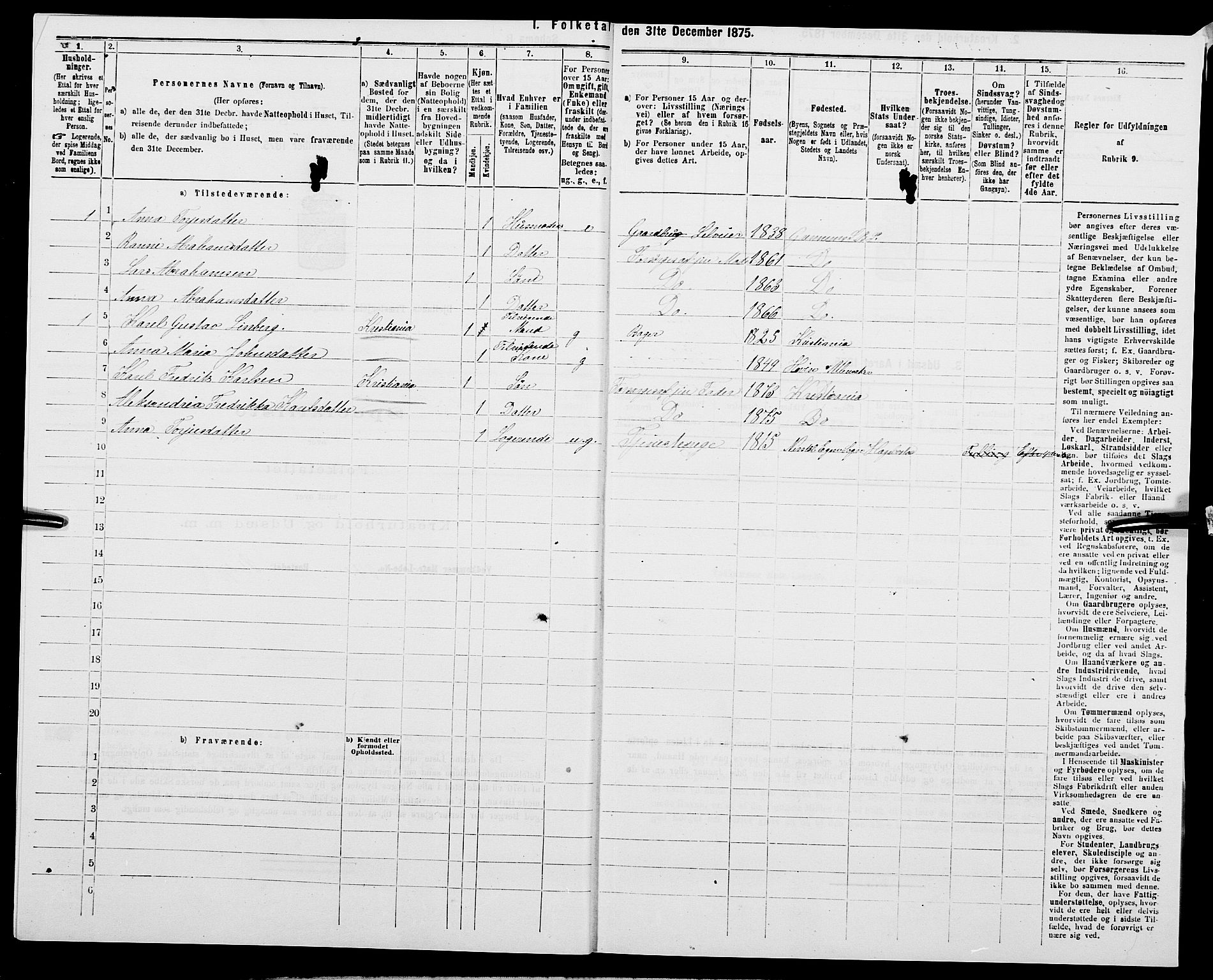 SAK, 1875 census for 1024P Bjelland, 1875, p. 638