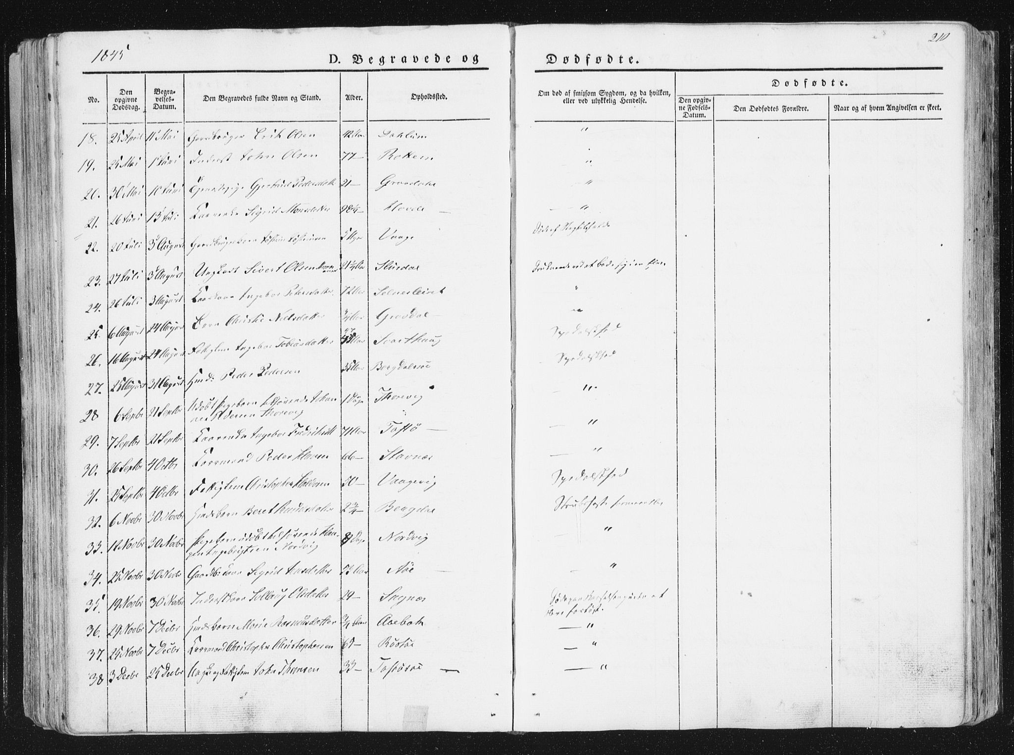 Ministerialprotokoller, klokkerbøker og fødselsregistre - Sør-Trøndelag, SAT/A-1456/630/L0493: Parish register (official) no. 630A06, 1841-1851, p. 210