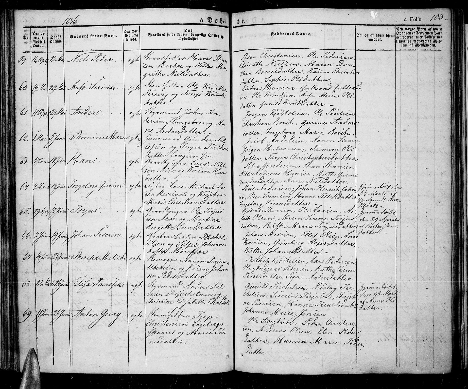 Tromøy sokneprestkontor, AV/SAK-1111-0041/F/Fa/L0003: Parish register (official) no. A 3, 1825-1837, p. 103