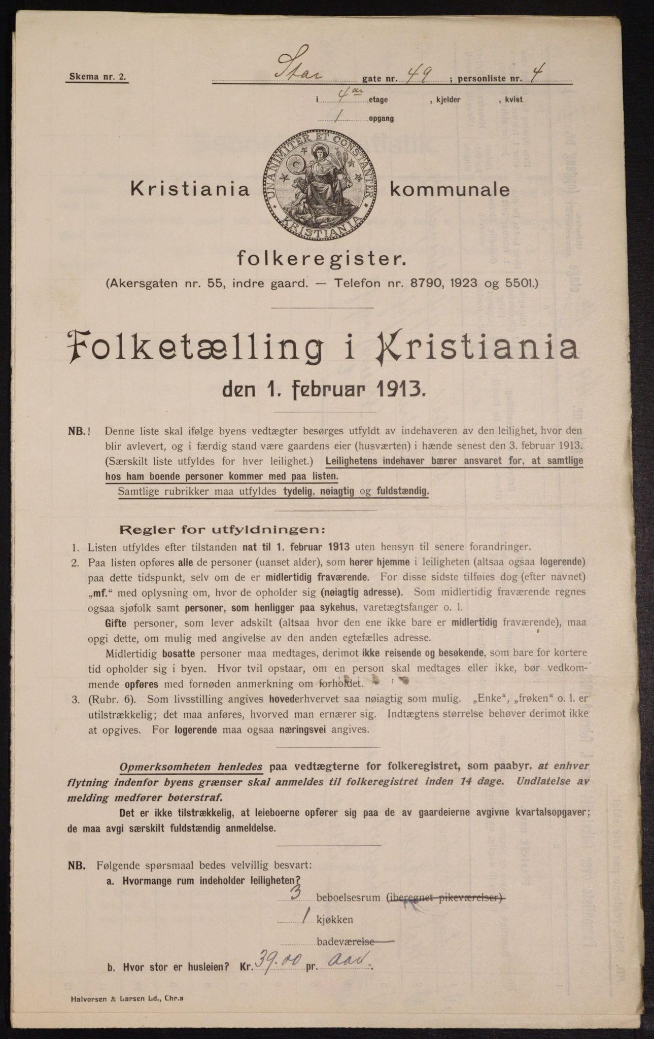 OBA, Municipal Census 1913 for Kristiania, 1913, p. 103580