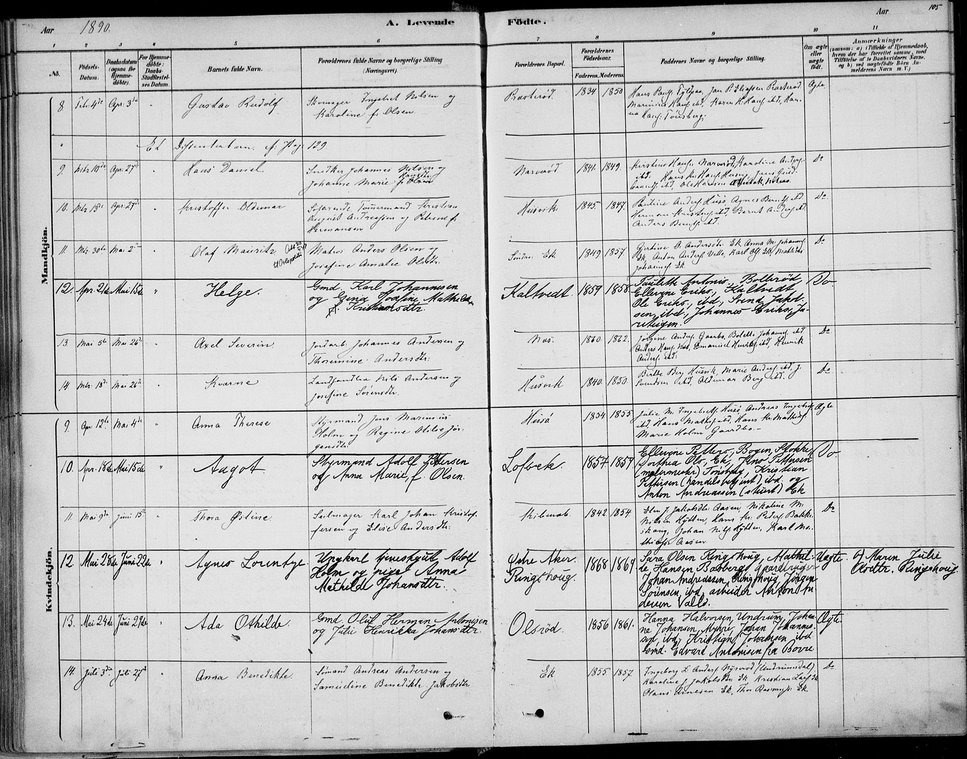 Sem kirkebøker, SAKO/A-5/F/Fb/L0004: Parish register (official) no. II 4, 1878-1891, p. 105
