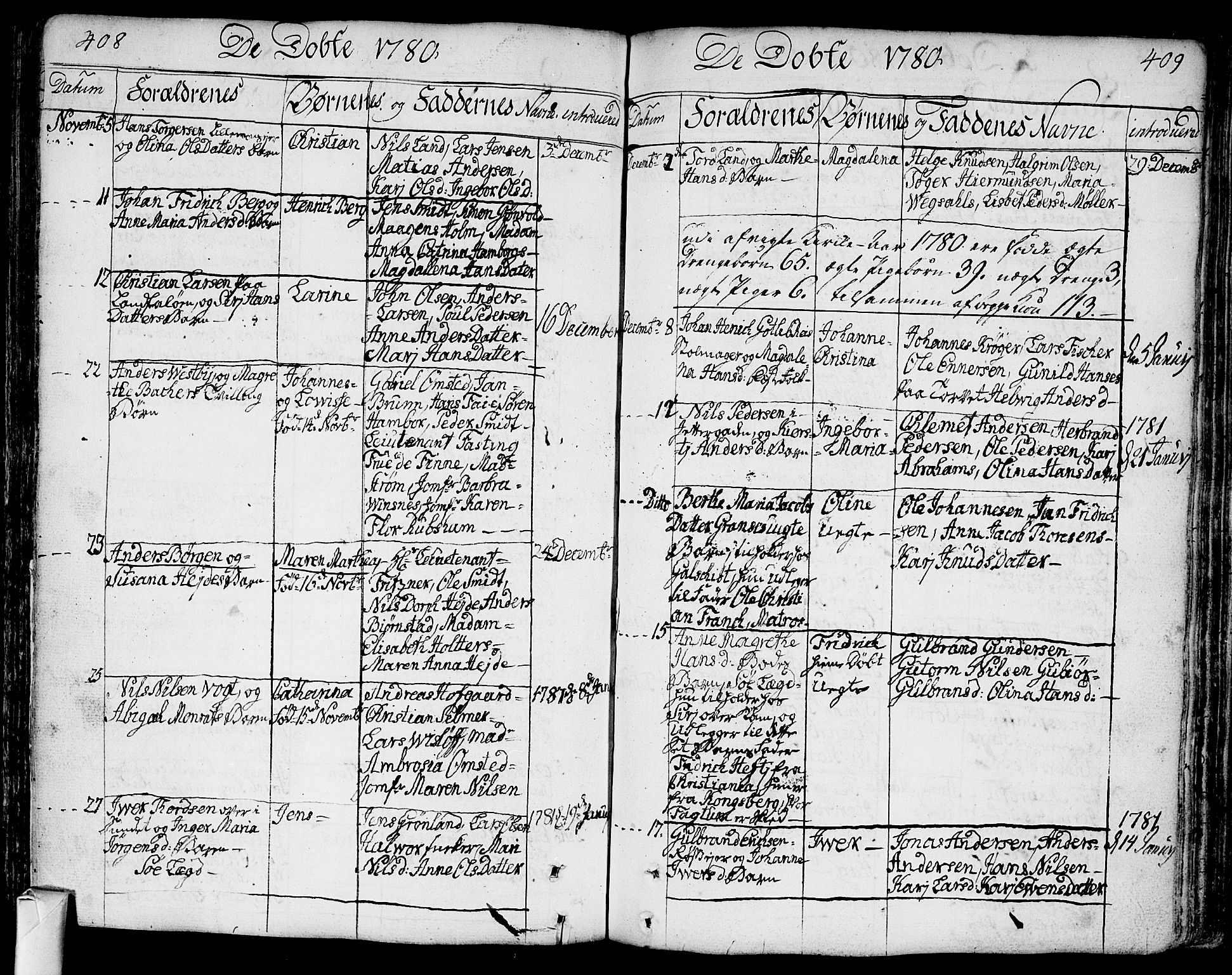 Bragernes kirkebøker, SAKO/A-6/F/Fa/L0005: Parish register (official) no. I 5, 1759-1781, p. 408-409