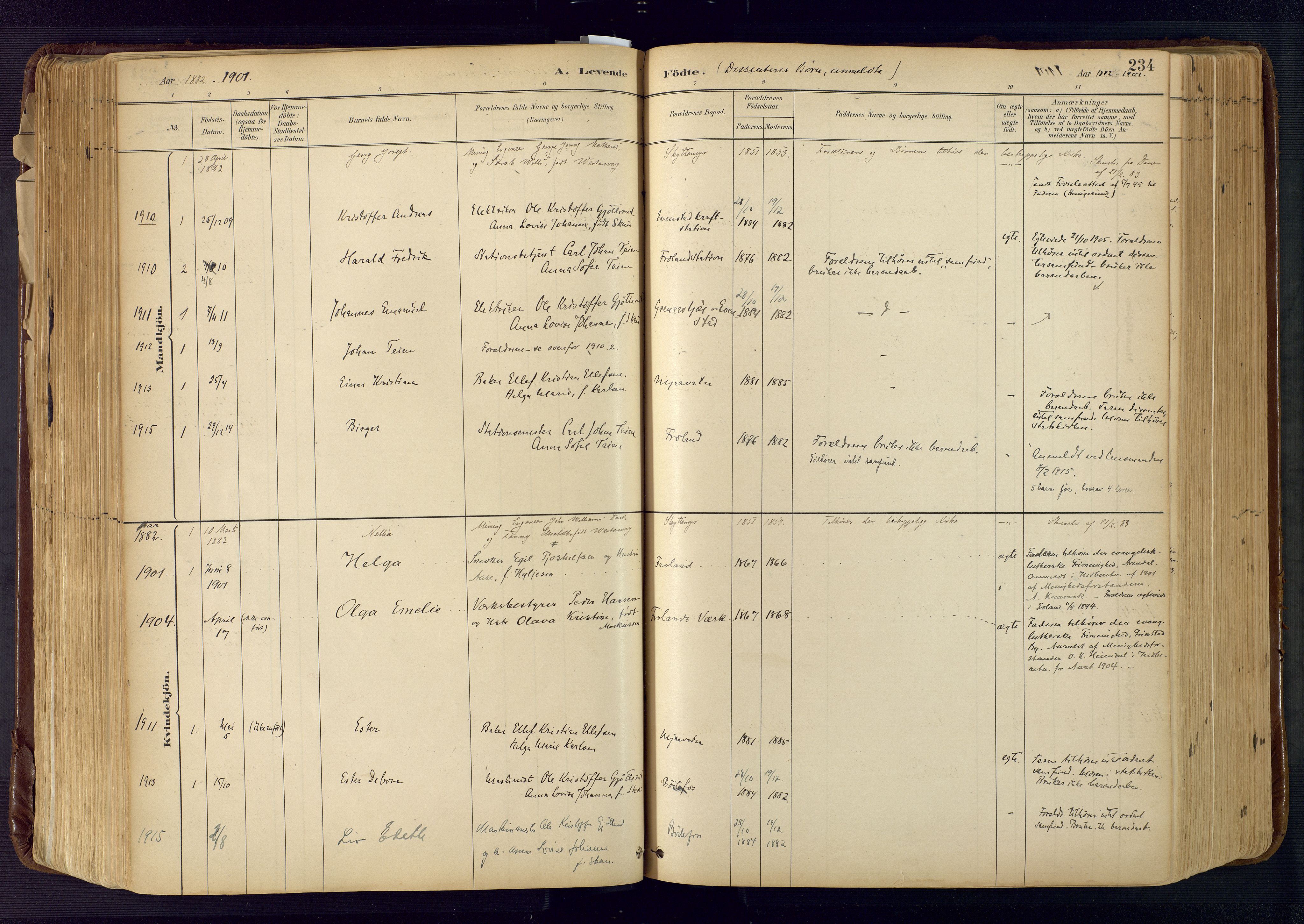 Froland sokneprestkontor, SAK/1111-0013/F/Fa/L0005: Parish register (official) no. A 5, 1882-1921, p. 234