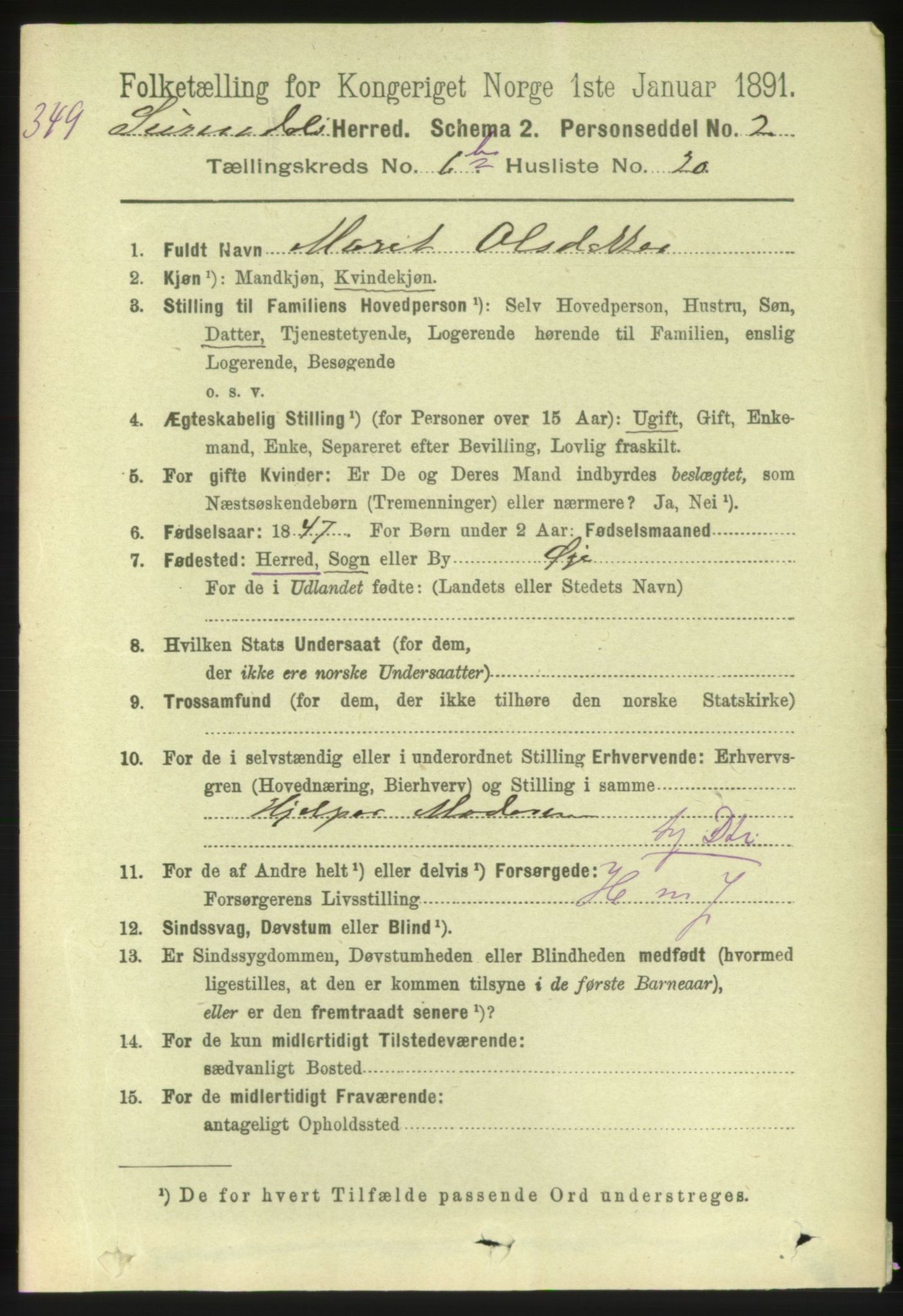 RA, 1891 census for 1566 Surnadal, 1891, p. 1806