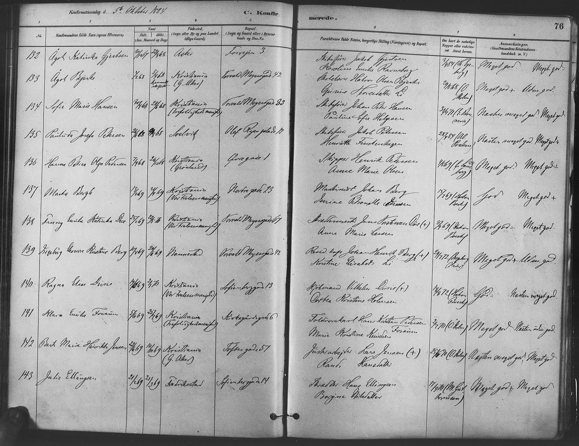 Paulus prestekontor Kirkebøker, AV/SAO-A-10871/F/Fa/L0004: Parish register (official) no. 4, 1879-1891, p. 76