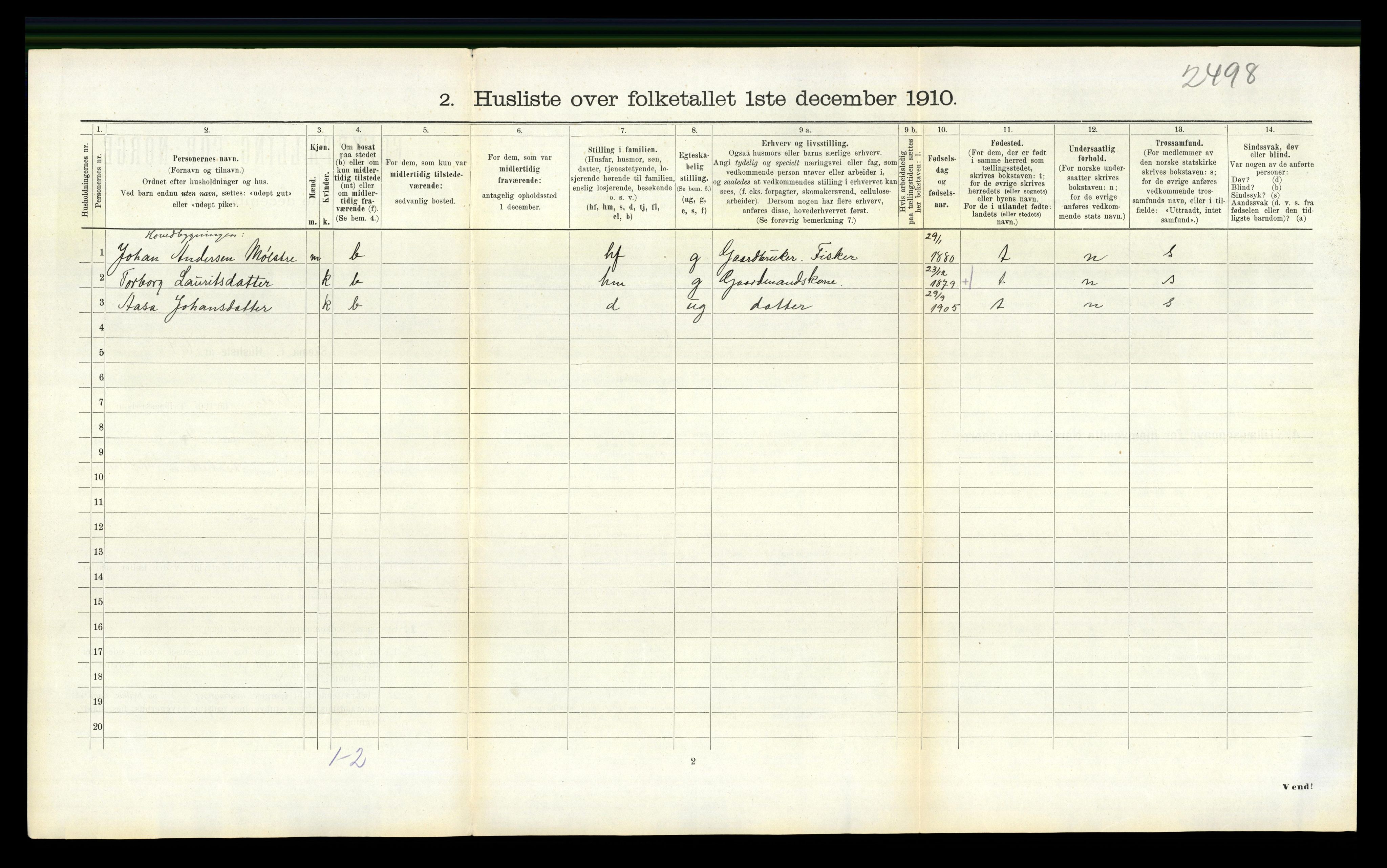 RA, 1910 census for Sveio, 1910, p. 299