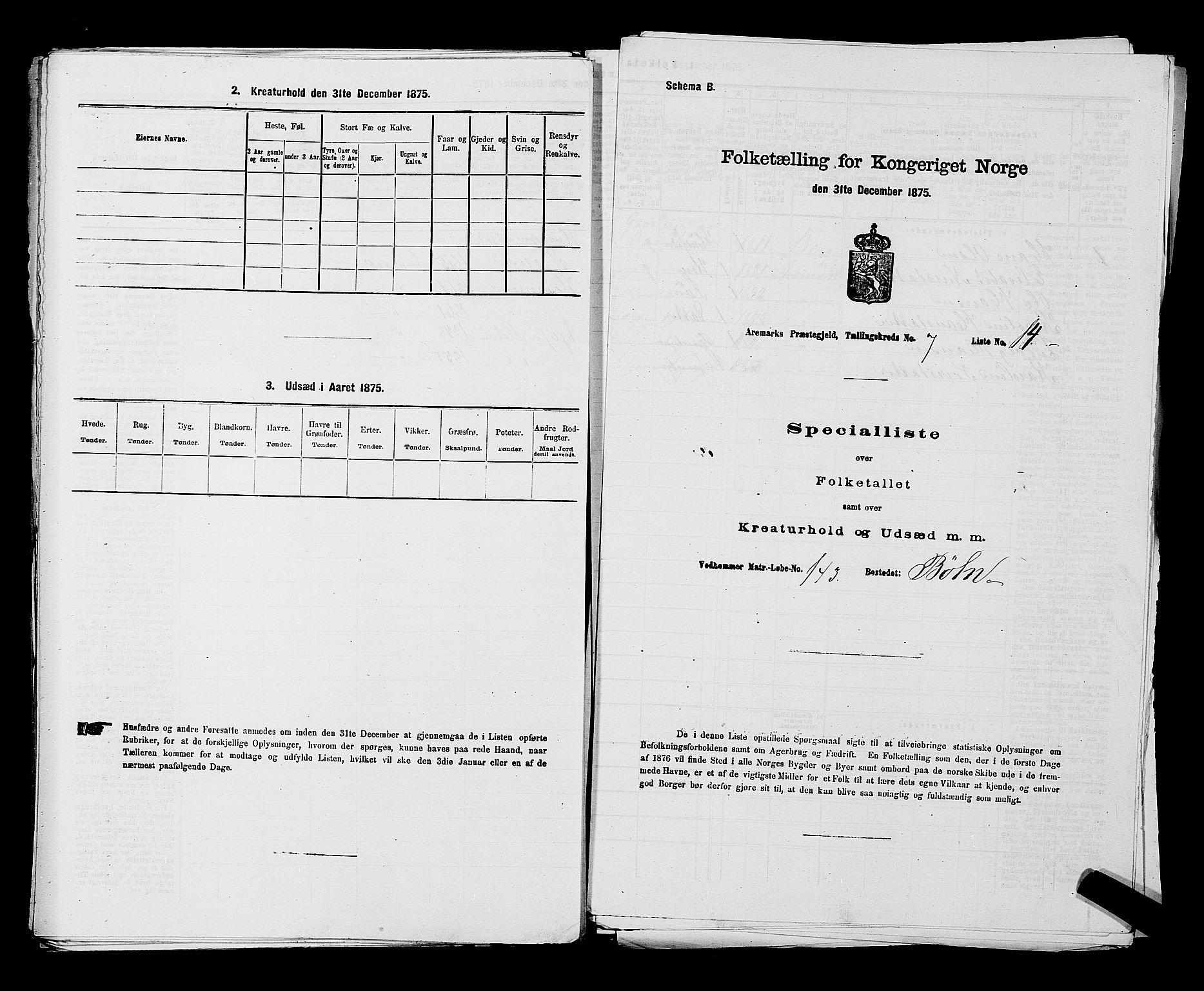 RA, 1875 census for 0118P Aremark, 1875, p. 998
