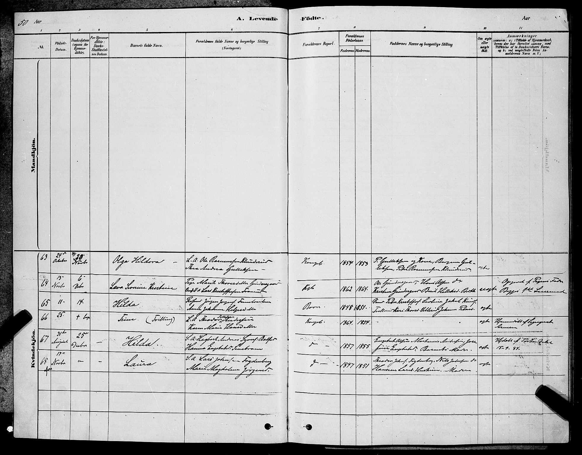 Kongsberg kirkebøker, SAKO/A-22/G/Ga/L0005: Parish register (copy) no. 5, 1878-1889, p. 50