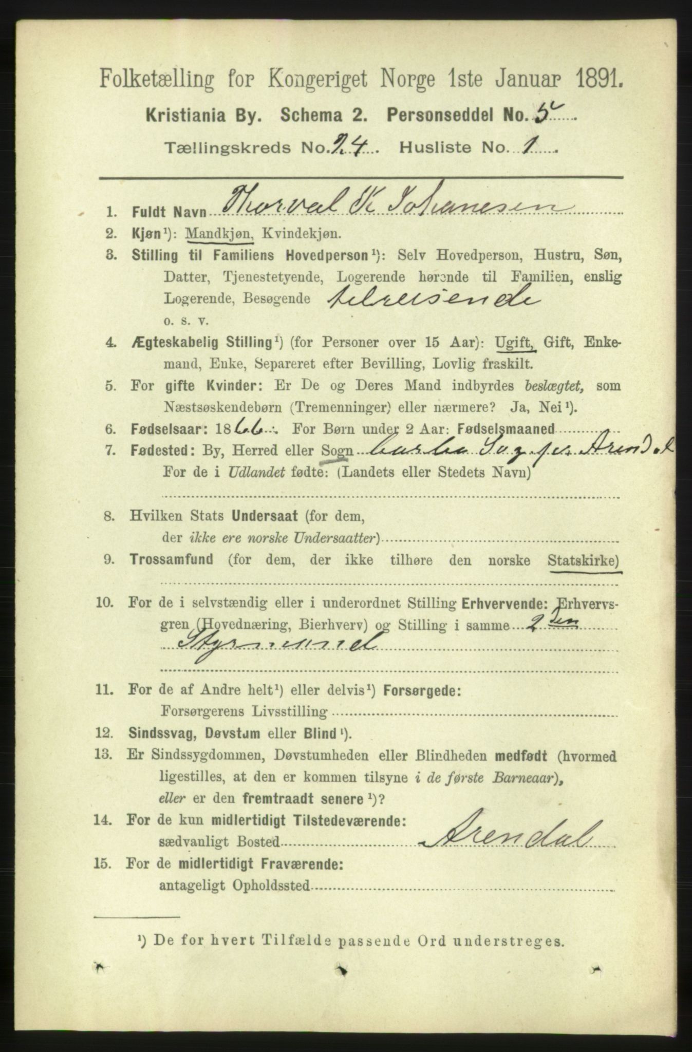 RA, 1891 census for 0301 Kristiania, 1891, p. 11603