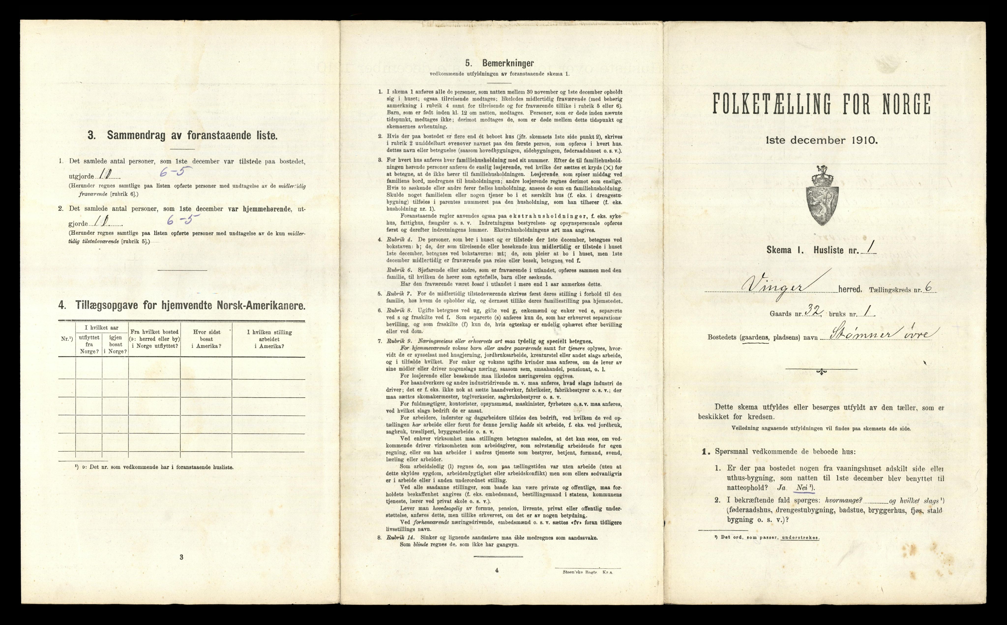 RA, 1910 census for Vinger, 1910, p. 687