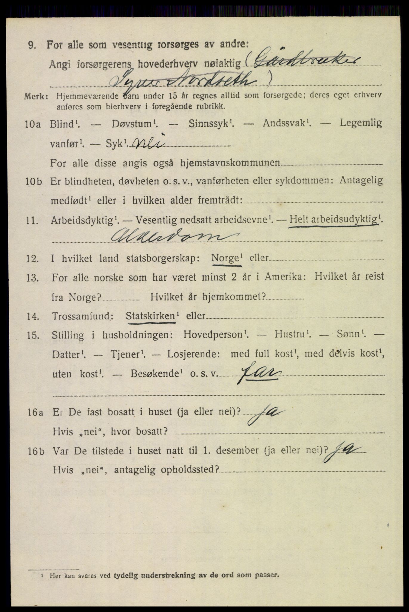 SAH, 1920 census for Elverum, 1920, p. 15595