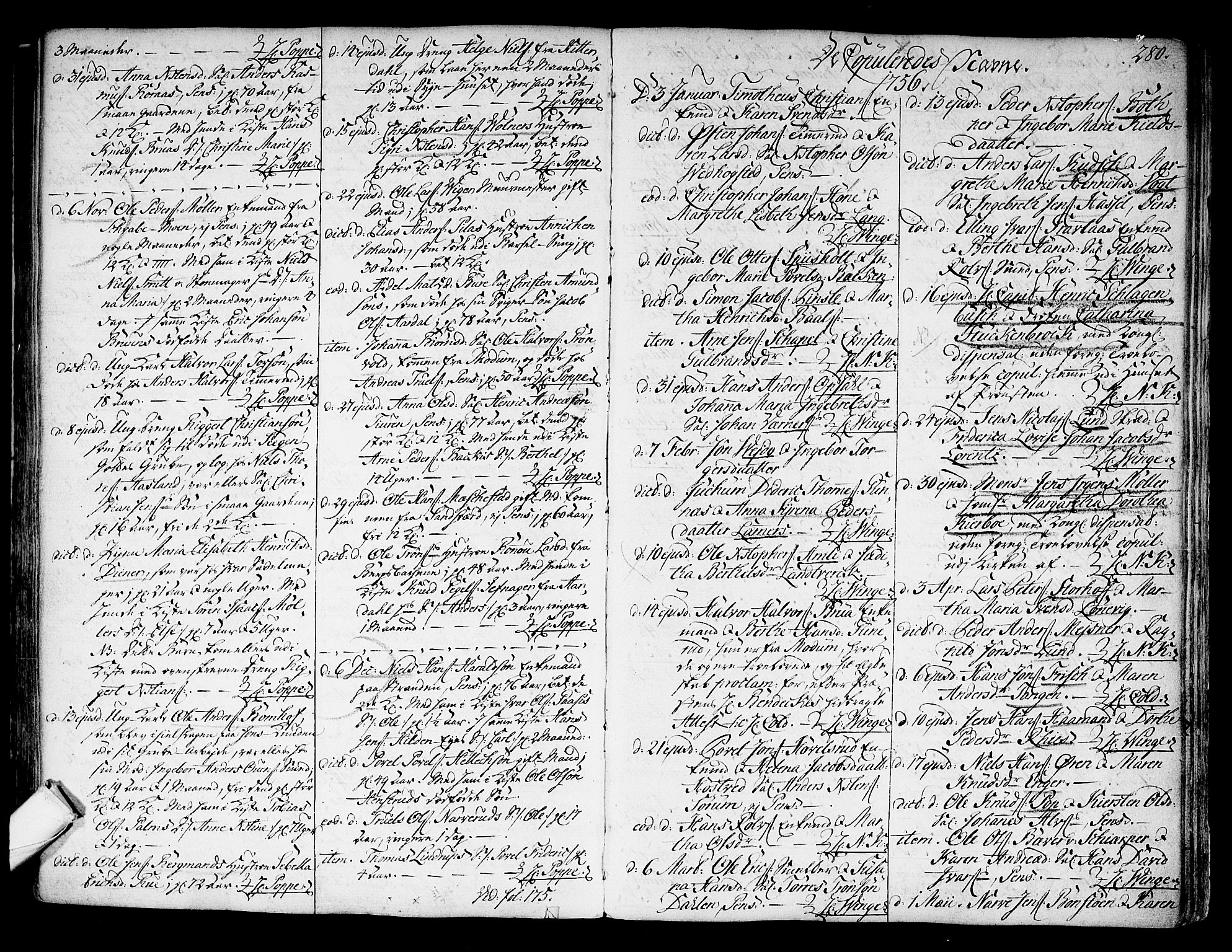Kongsberg kirkebøker, SAKO/A-22/F/Fa/L0004: Parish register (official) no. I 4, 1756-1768, p. 280