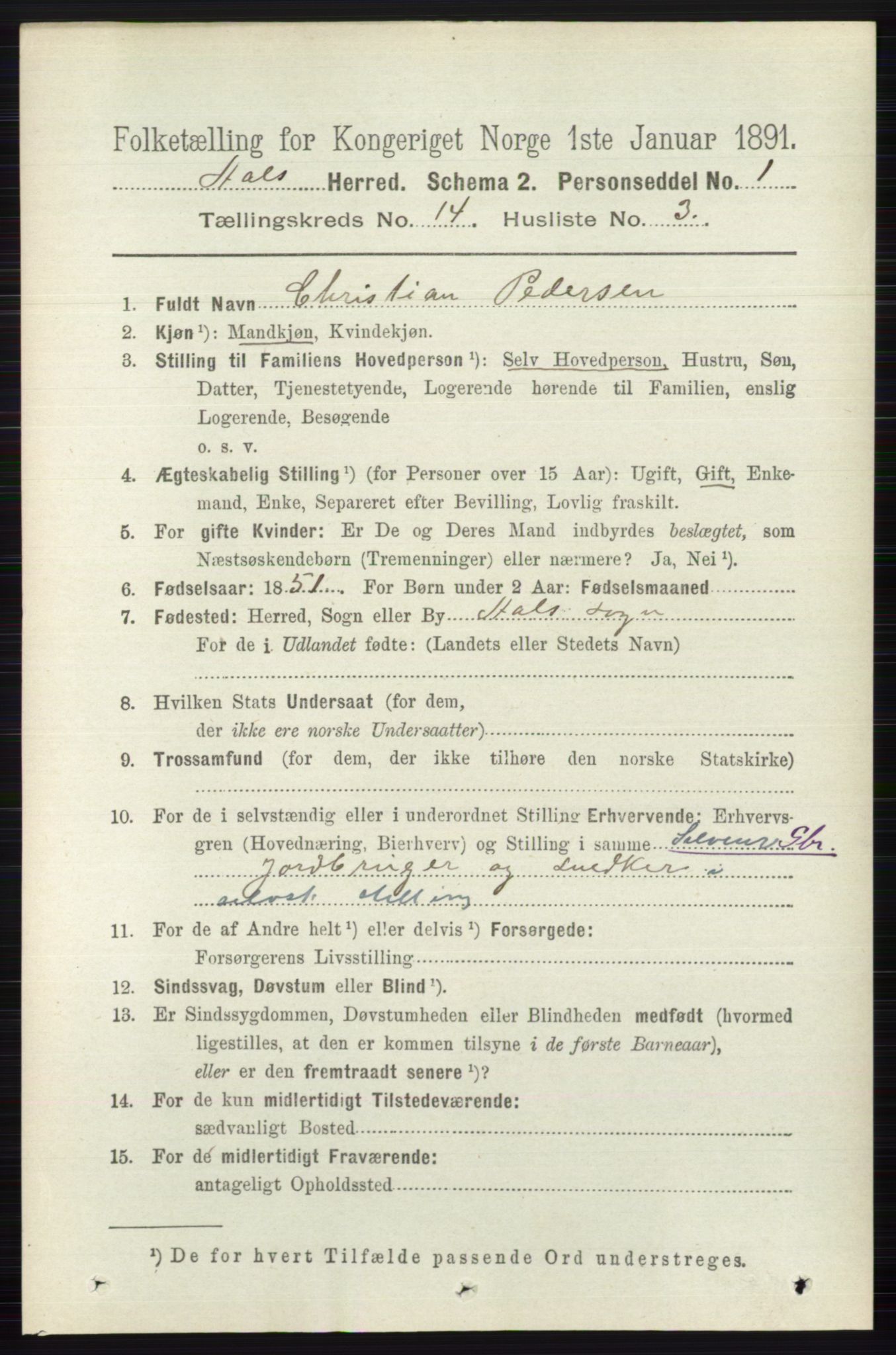 RA, 1891 census for 0619 Ål, 1891, p. 3548