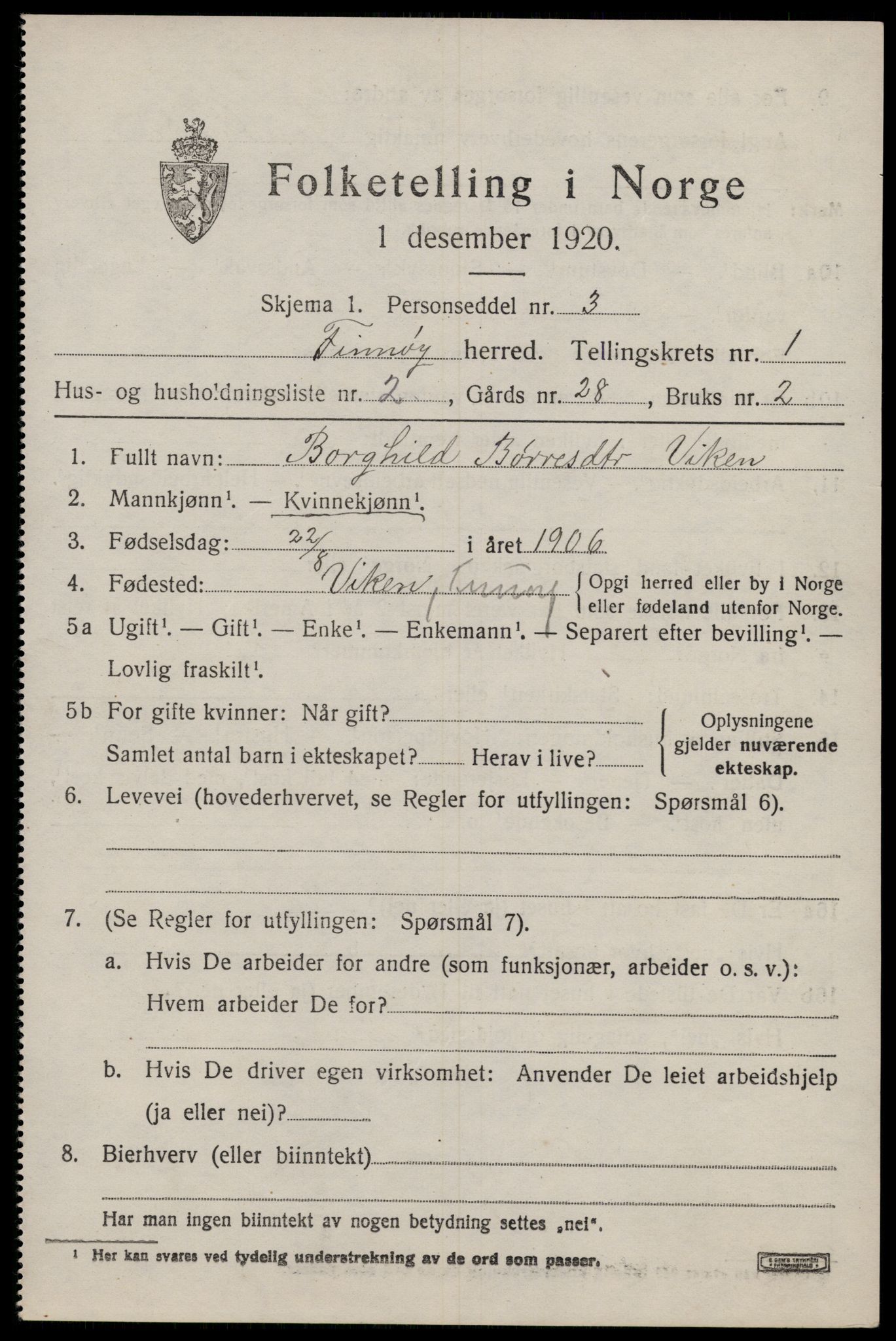 SAST, 1920 census for Finnøy, 1920, p. 674