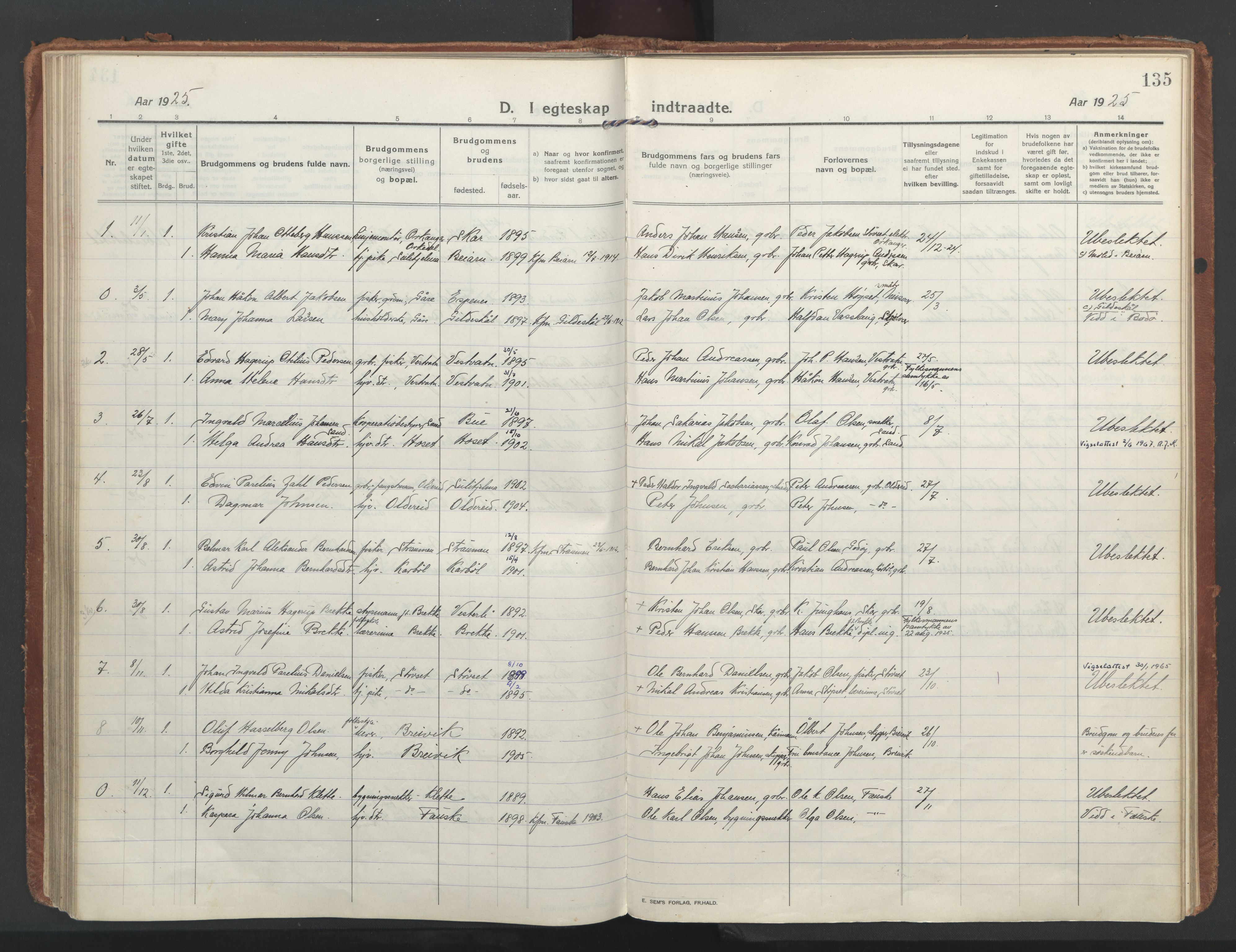 Ministerialprotokoller, klokkerbøker og fødselsregistre - Nordland, SAT/A-1459/852/L0748: Parish register (official) no. 852A18, 1913-1932, p. 135