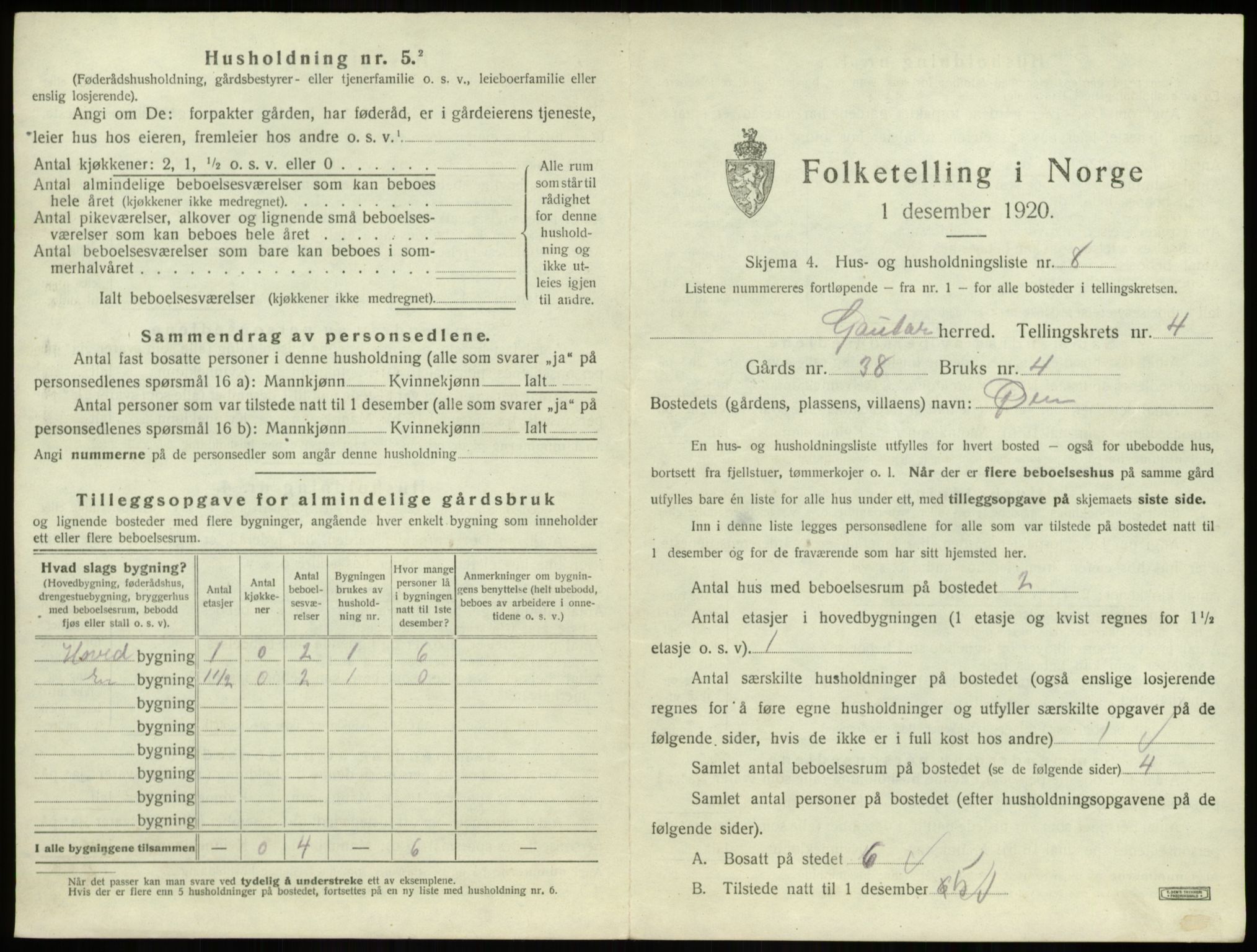 SAB, 1920 census for Gaular, 1920, p. 267